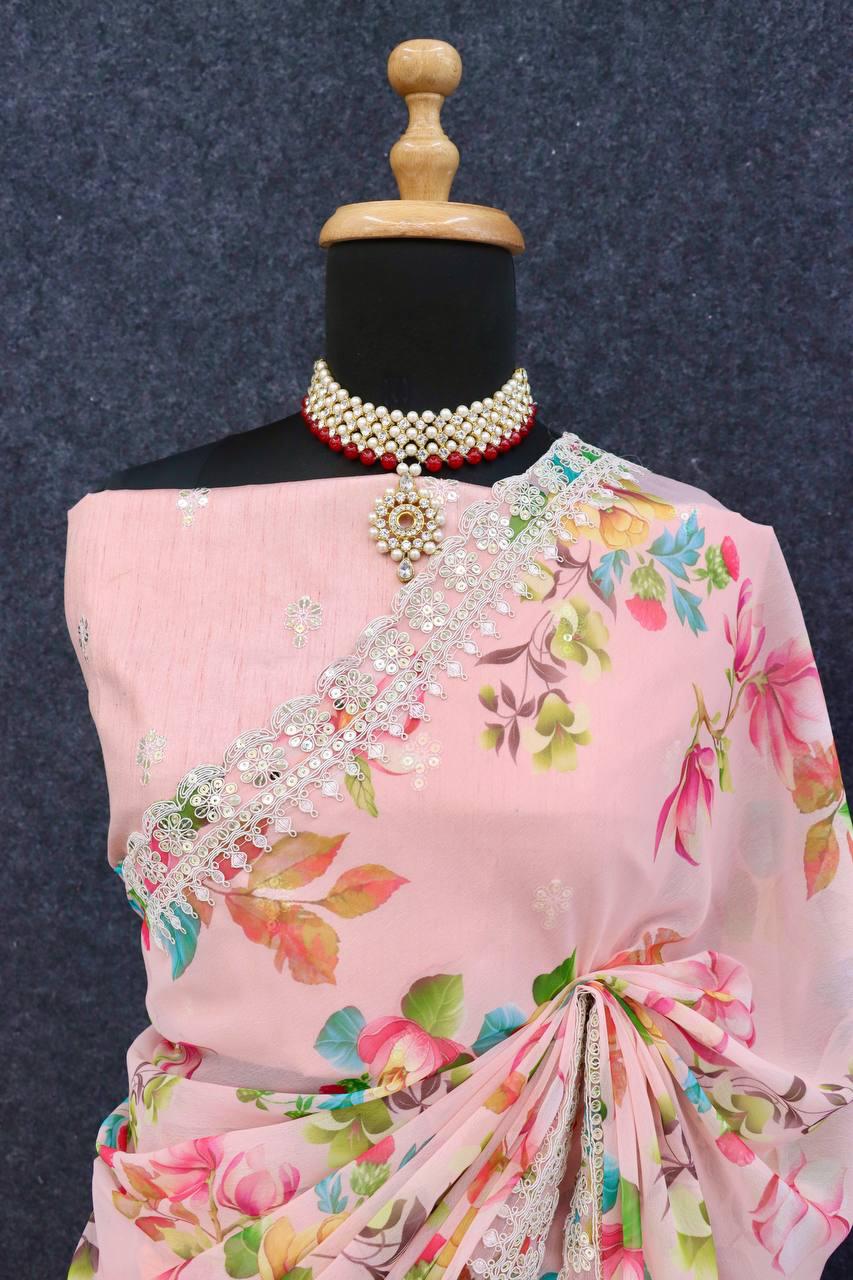 Summer Soothing Georgette Floral Saree