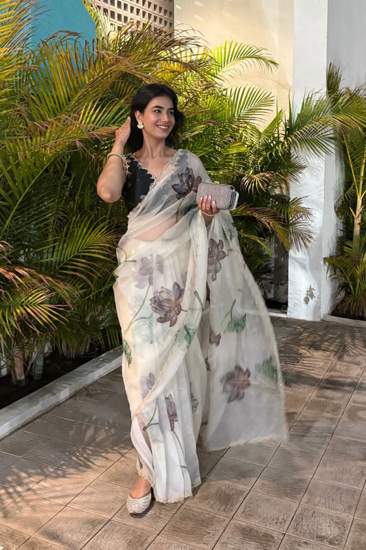 Tabby Organza Silk handwork saree