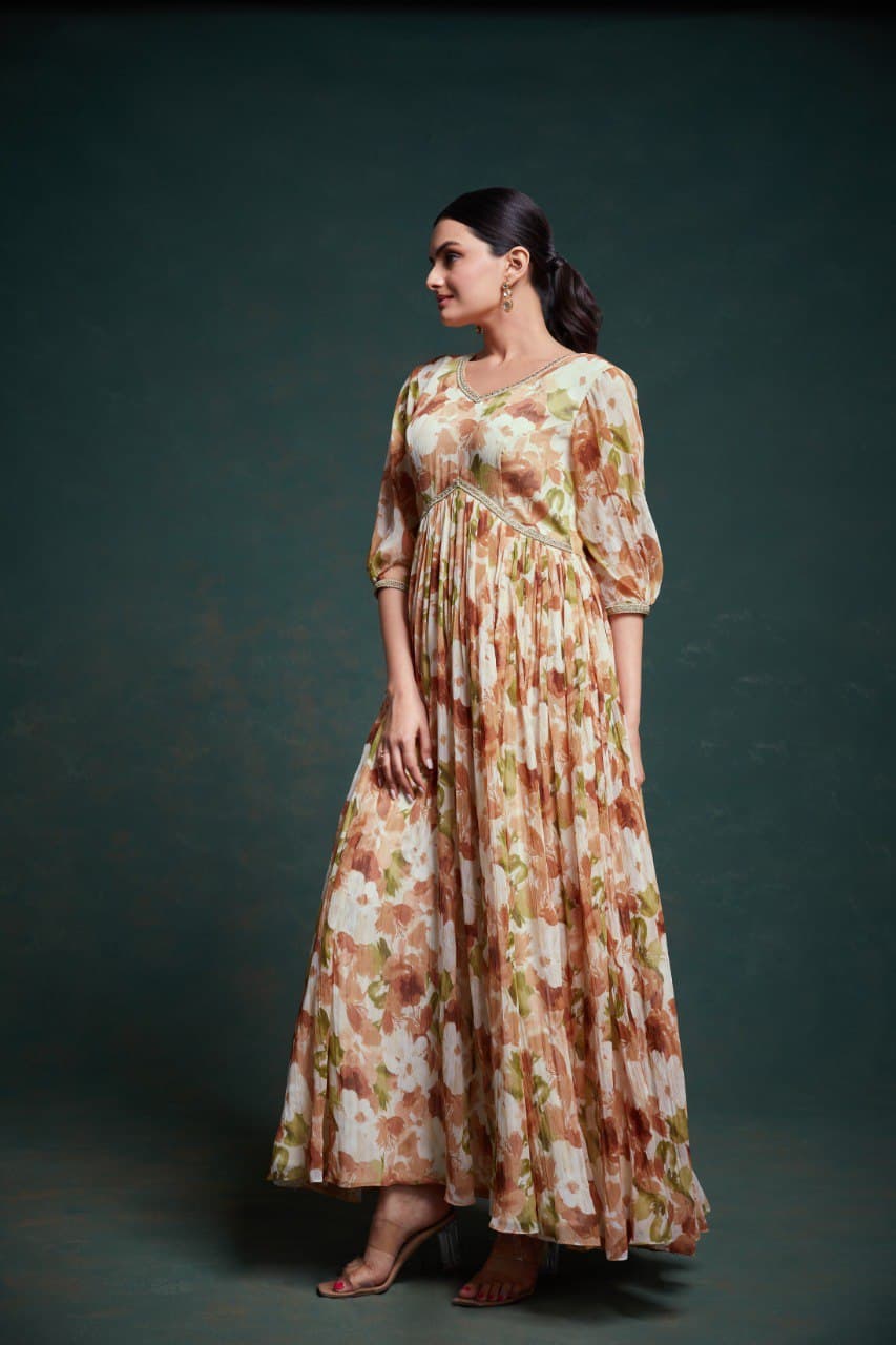Floral Soft Chiffon Ready To Wear Gown