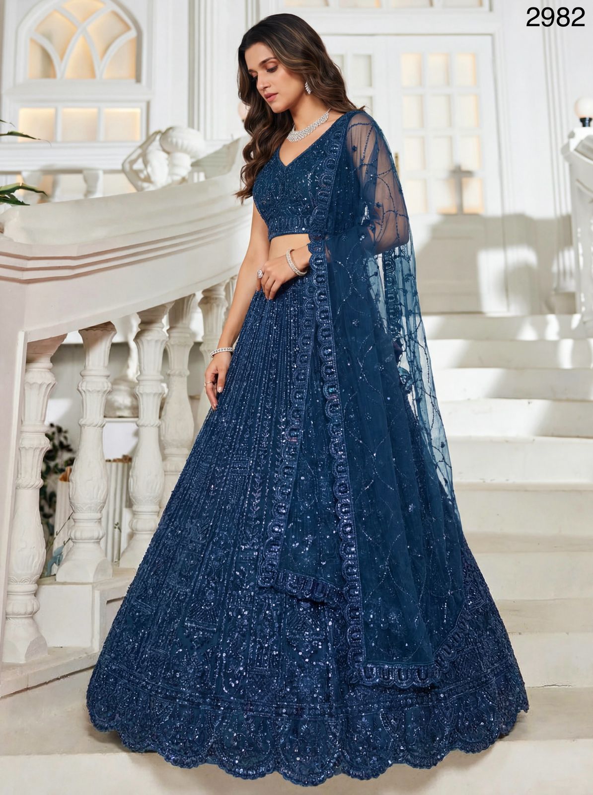 Blue Designer Lehenga Choli in Handwork - Ultra Premium