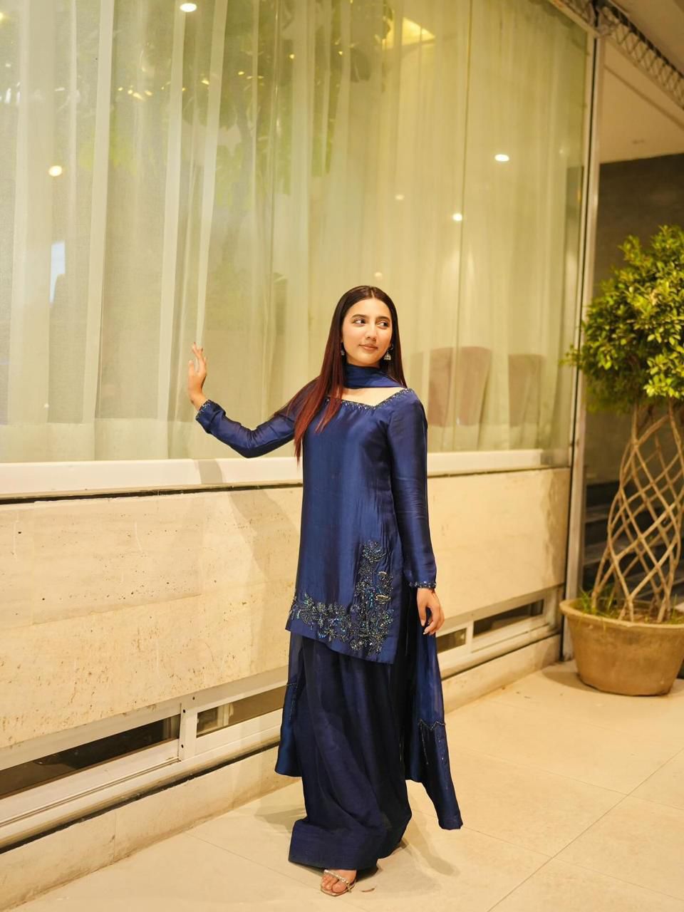 Blue Stylish Naturally Attractive Beautiful Outfit - Upto Plus Size