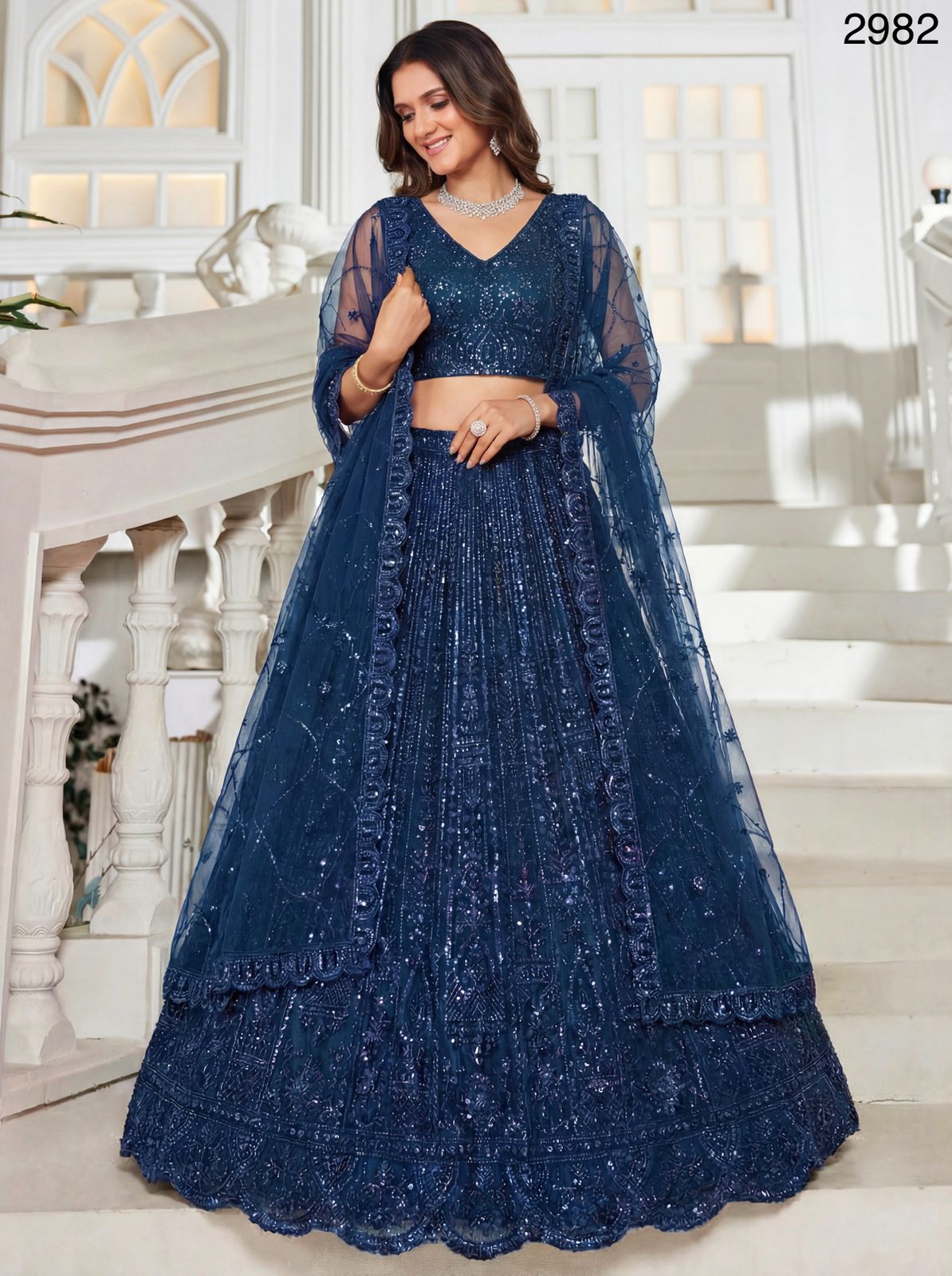 Blue Designer Lehenga Choli in Handwork - Ultra Premium