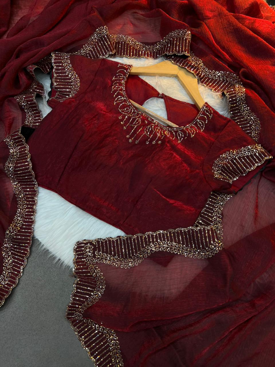 Rich Look Zarkhan Work Premium Saree in Multiple Colours