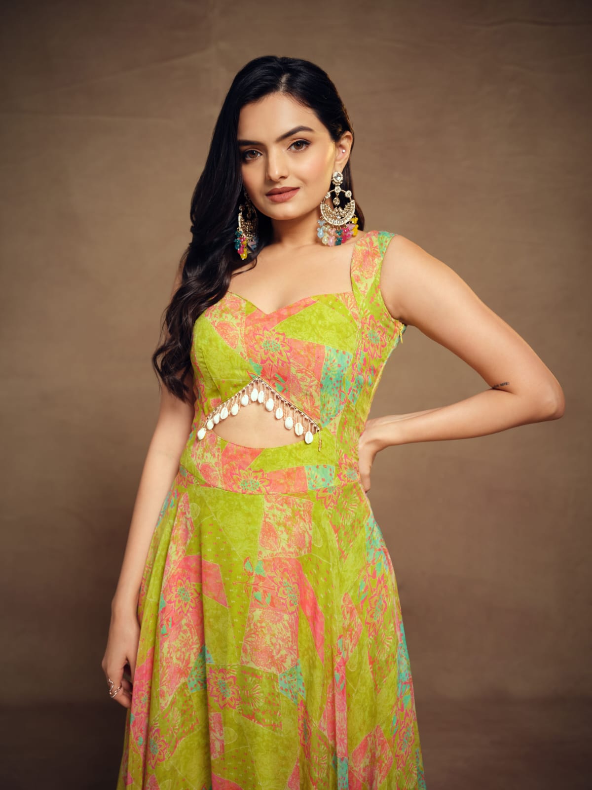 Floral Green Premium Summer Gown