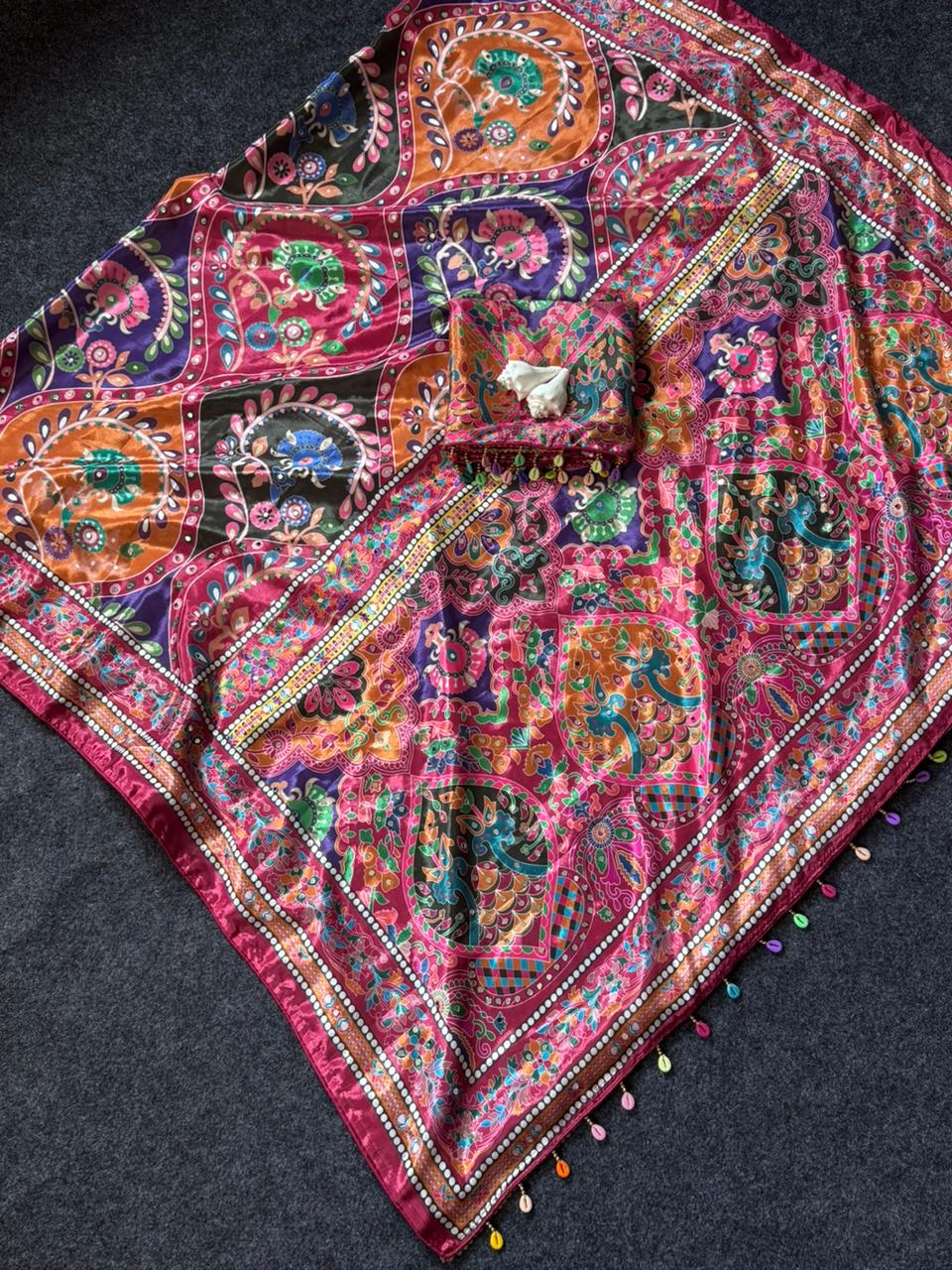 AJARAKH PREMIUM ROMAN SILK SAREE