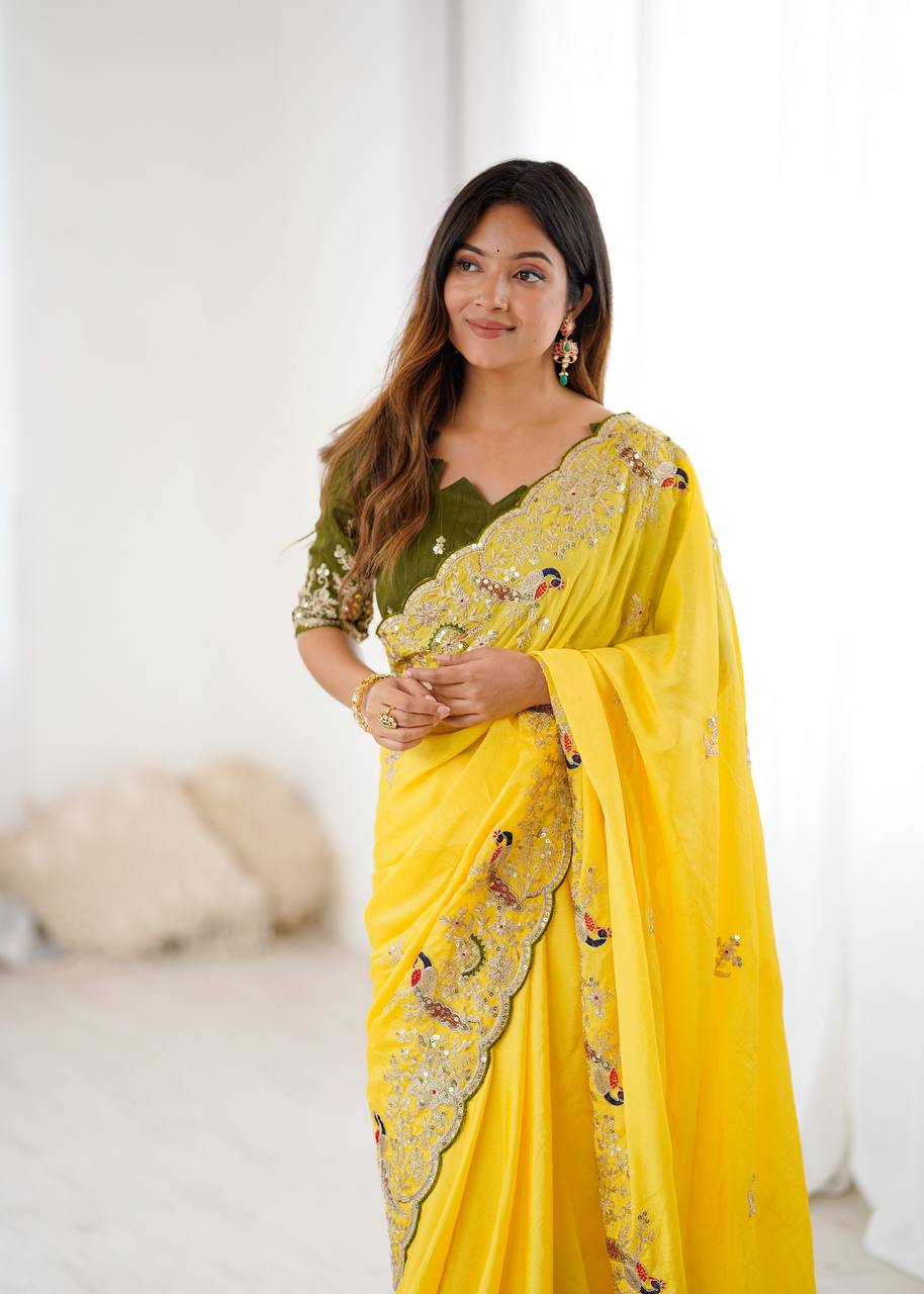 Yellow Auspicious Haldi Exclusive Saree