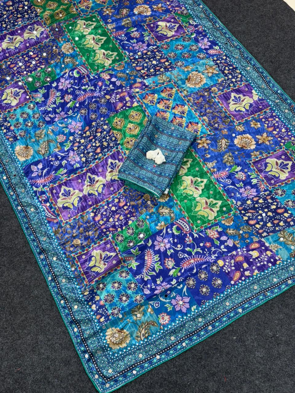 AJARAKH PREMIUM ROMAN SILK SAREE