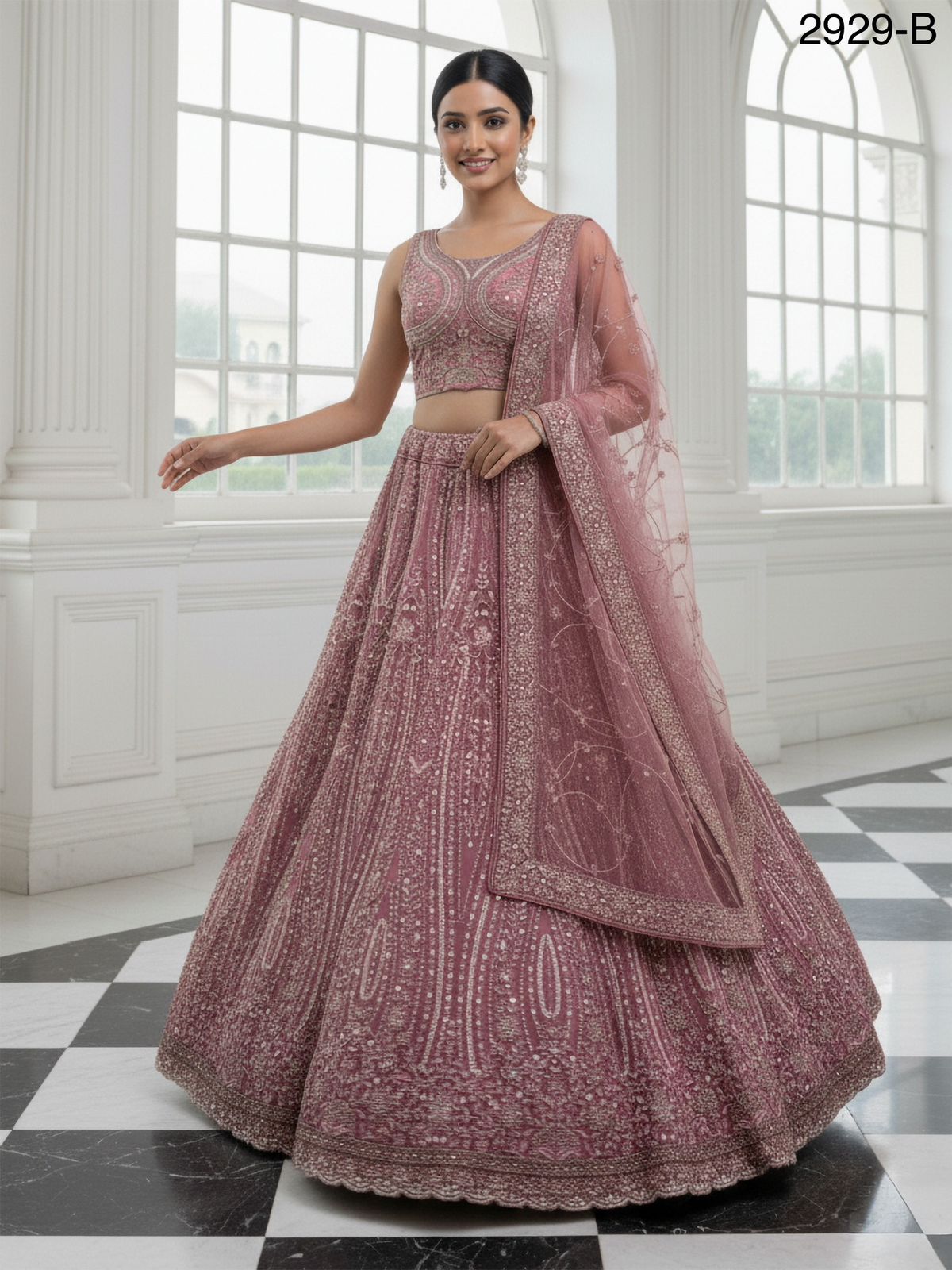 Hand Worked Pink Designer Lehanga