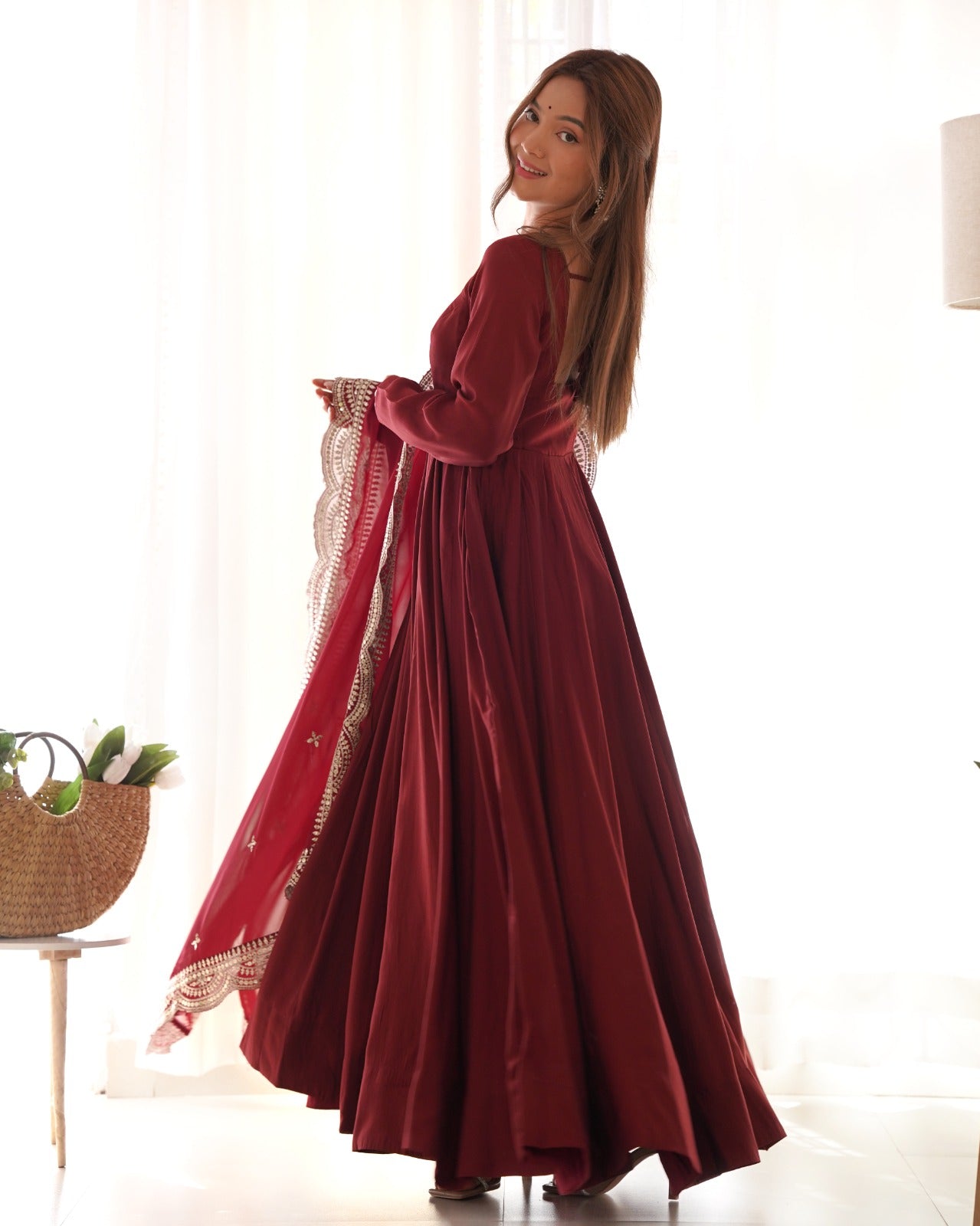 Kalamkari Maroon Fresh Look Premium Outfit (Ready to Wear)