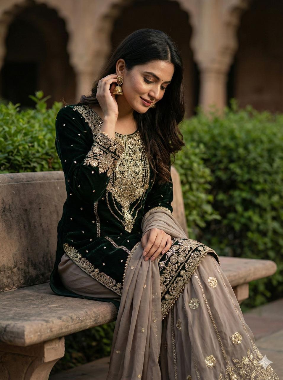 Premium Georgette Bling Ethnic Suit Outfit in Two Colours