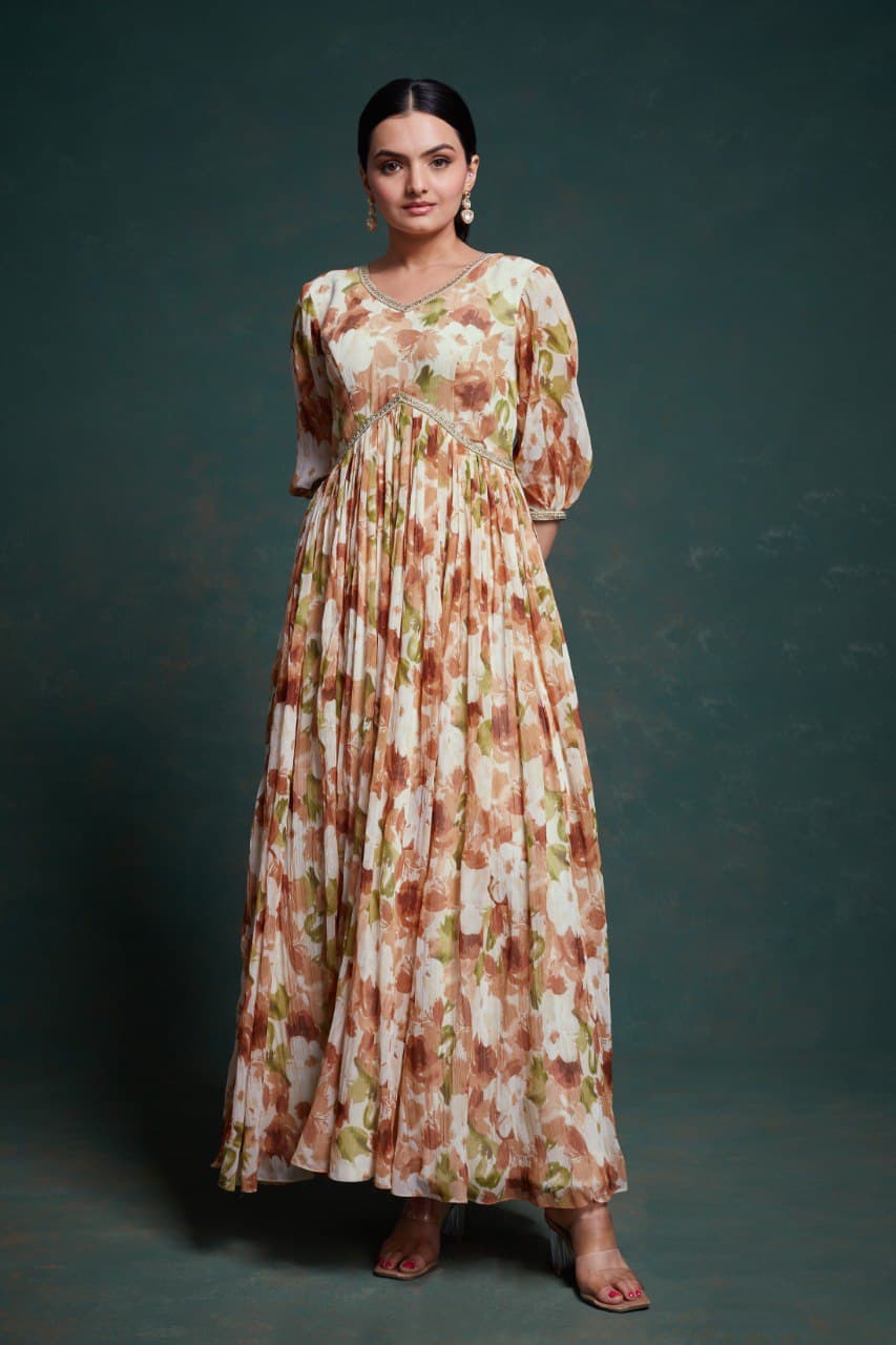Floral Soft Chiffon Ready To Wear Gown