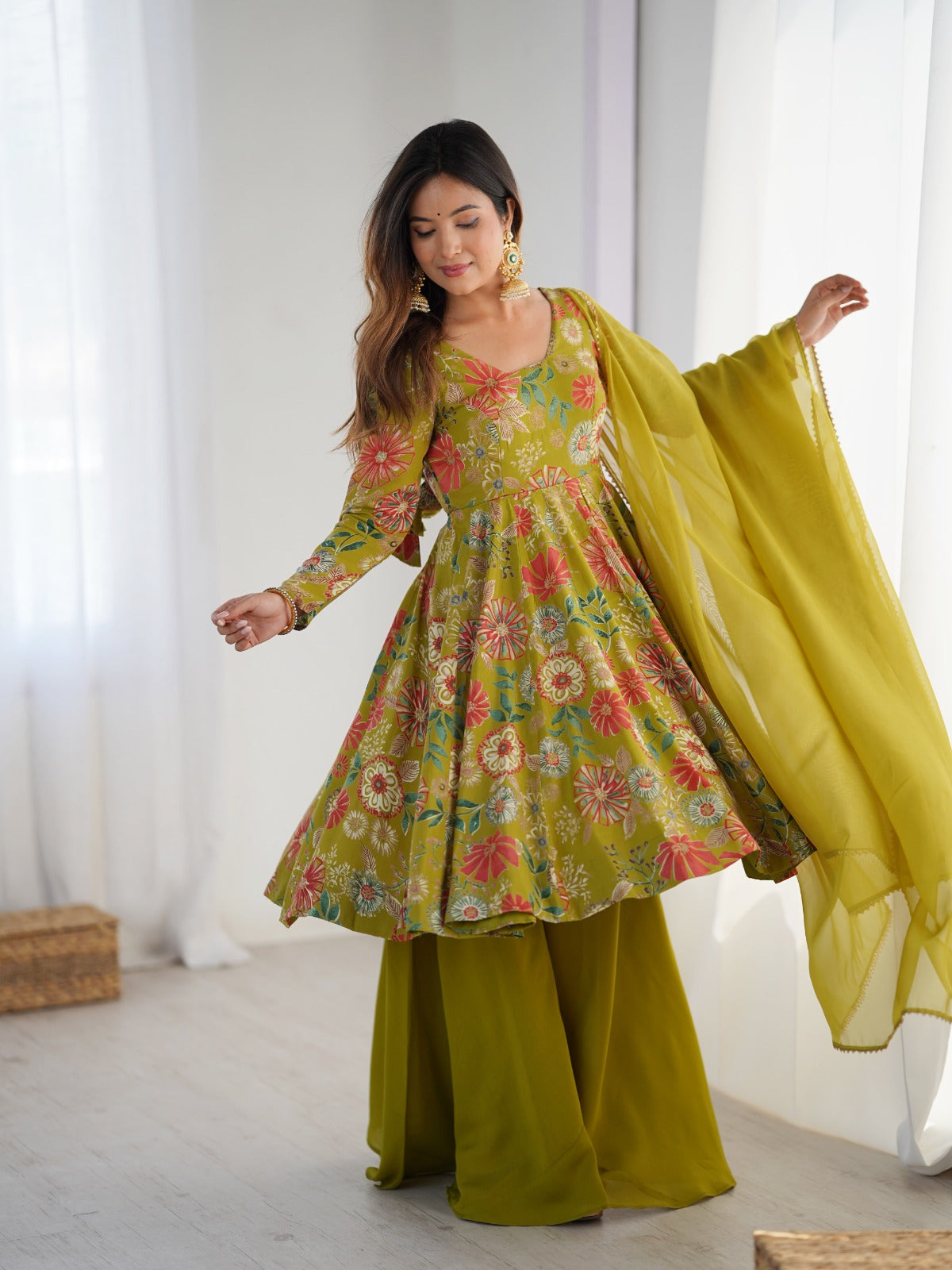 Green Attractive Fresh Look Ethnic outfit  - Ready To Wear