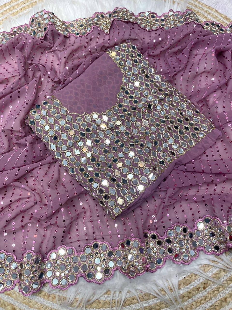 Real Mirror Work Ultra Premium Bling Saree