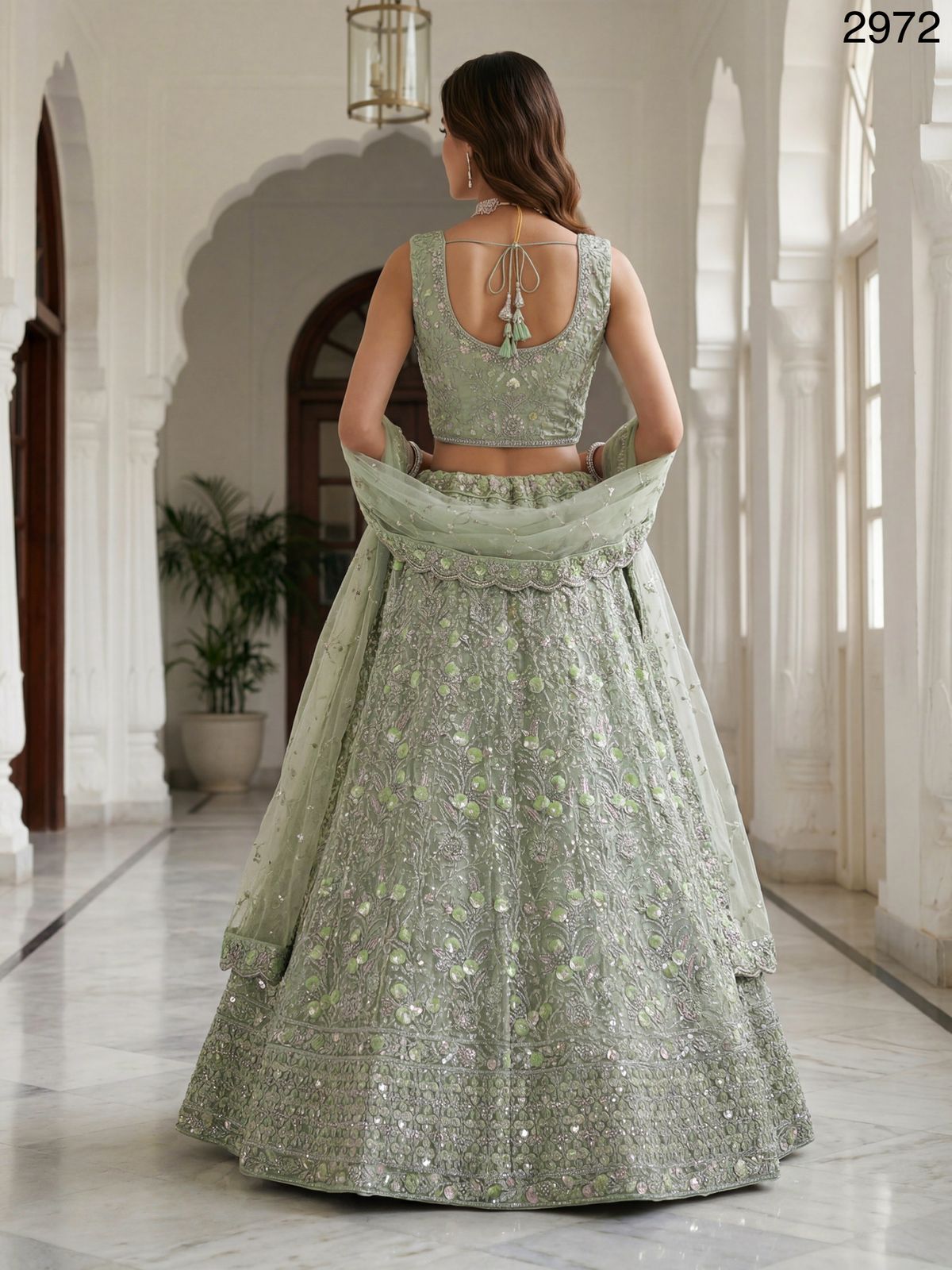 Pistachio Designer Bling Lehenga choli
