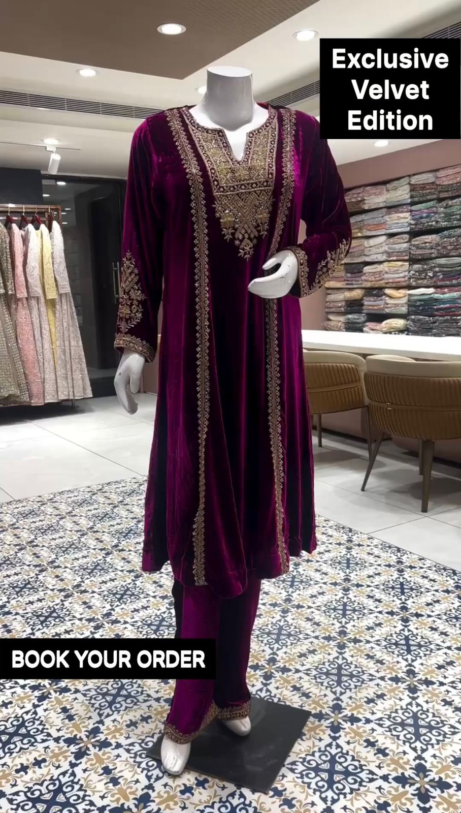 Warm Evenings Pure Velvet Designed Ready To Wear Suit Outfit