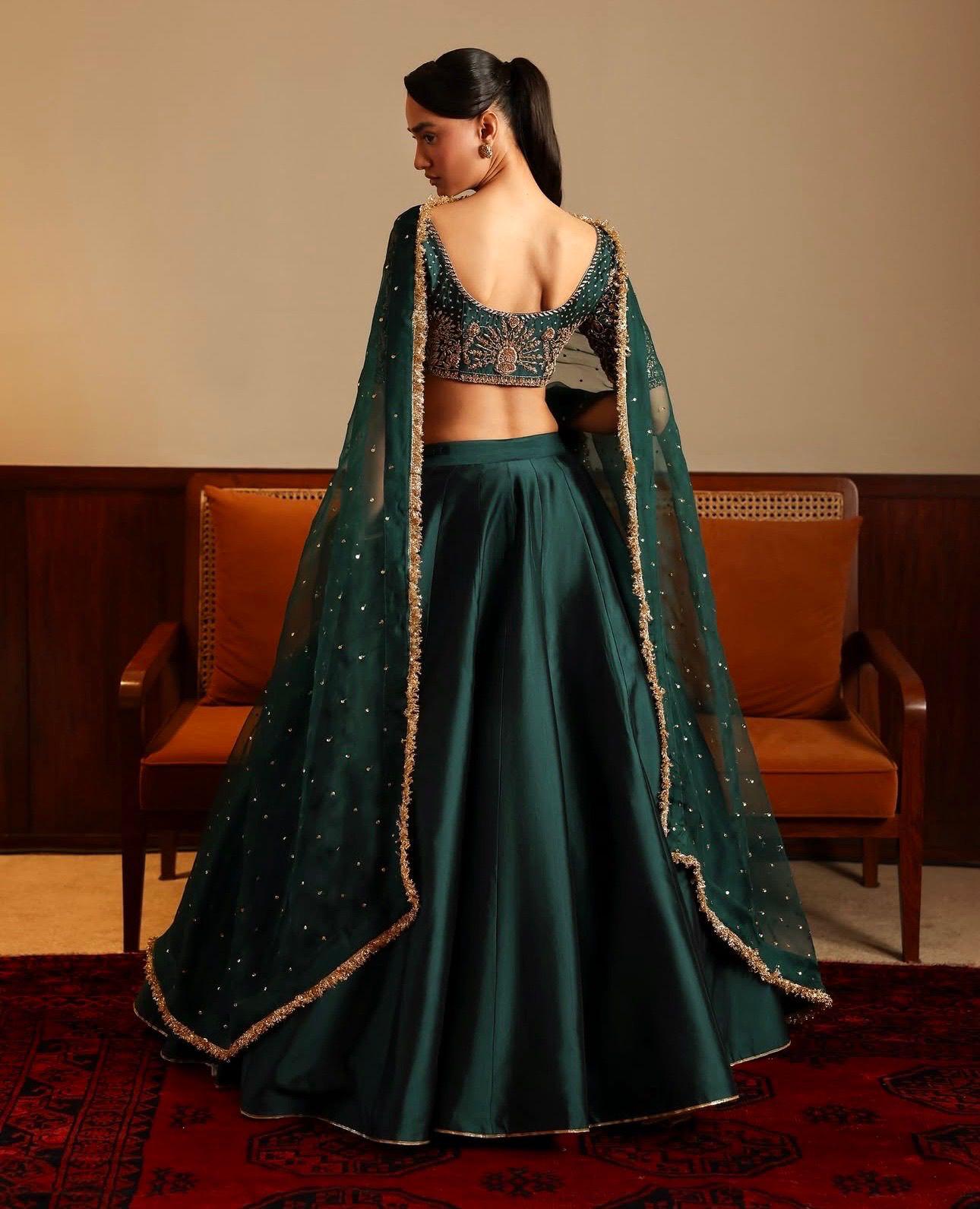 Green Glam Look beautiful Lehenga - Mehandi Nights