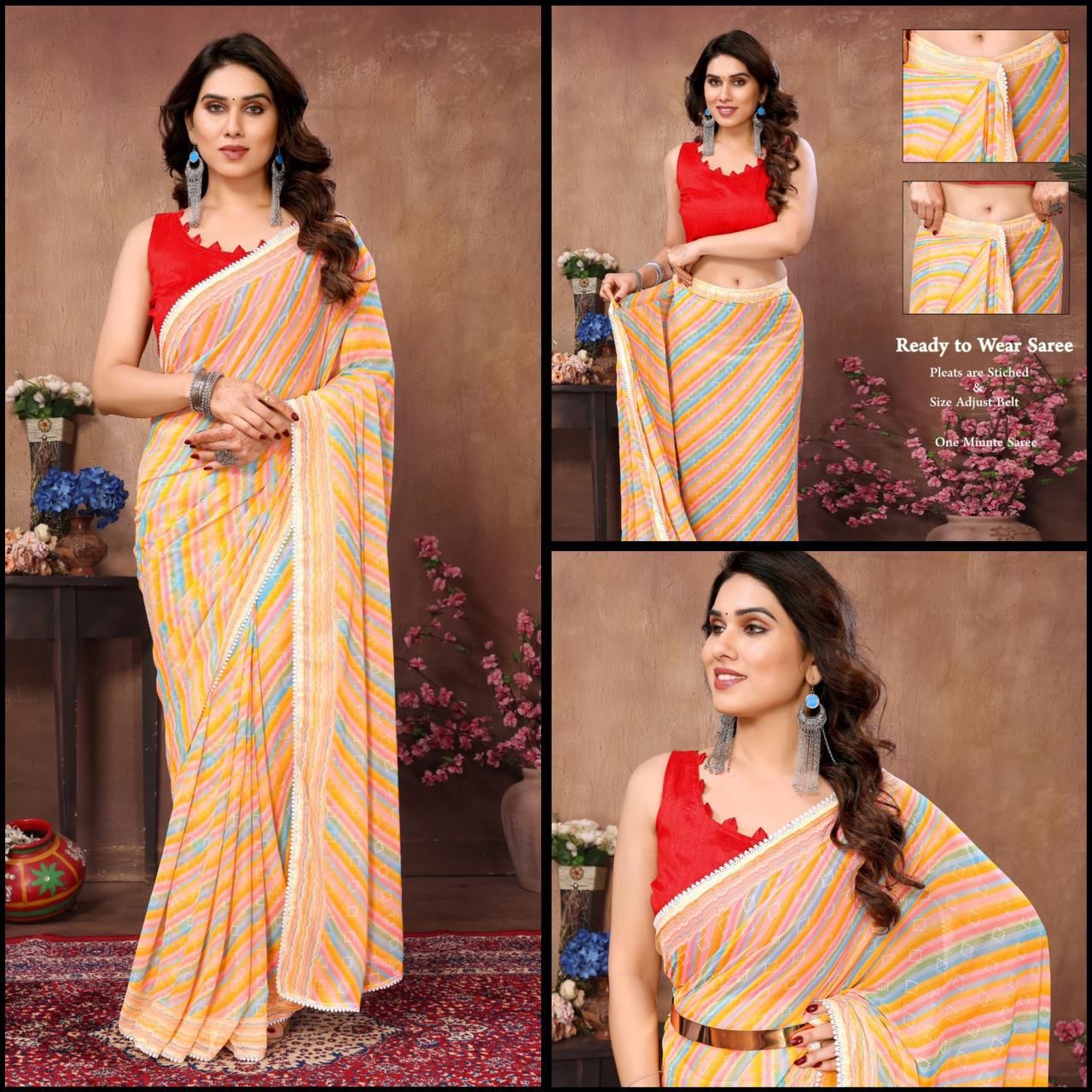 Summer Georgette Ready To Wear Sarees
