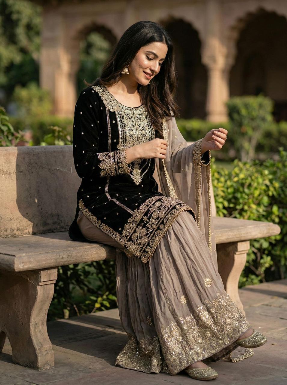 Premium Georgette Bling Ethnic Suit Outfit in Two Colours