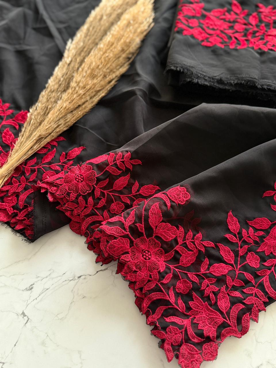 Black Red Christmas Exclusive Premium Saree