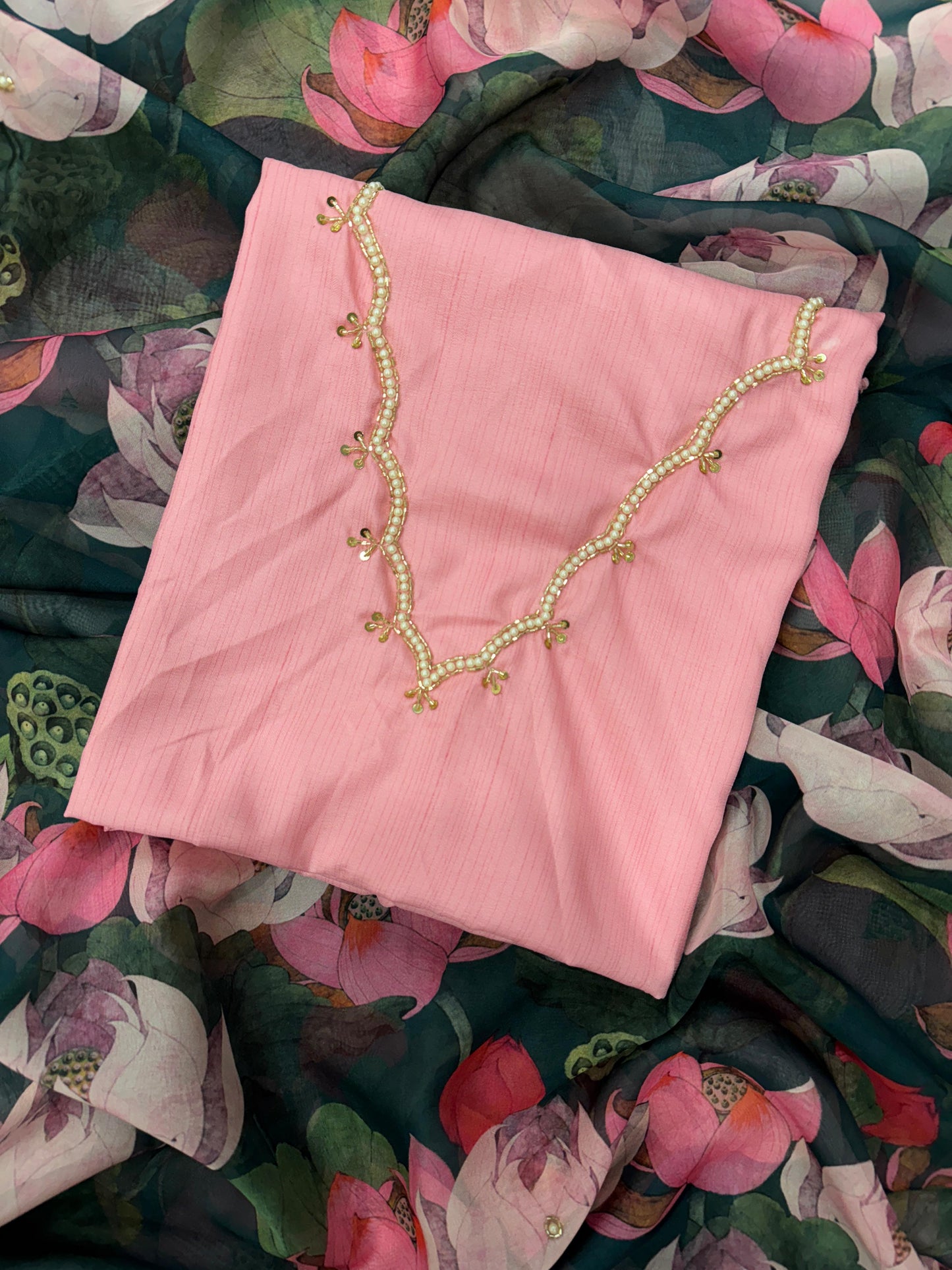 Timeless Premium Green Floral Creative Saree