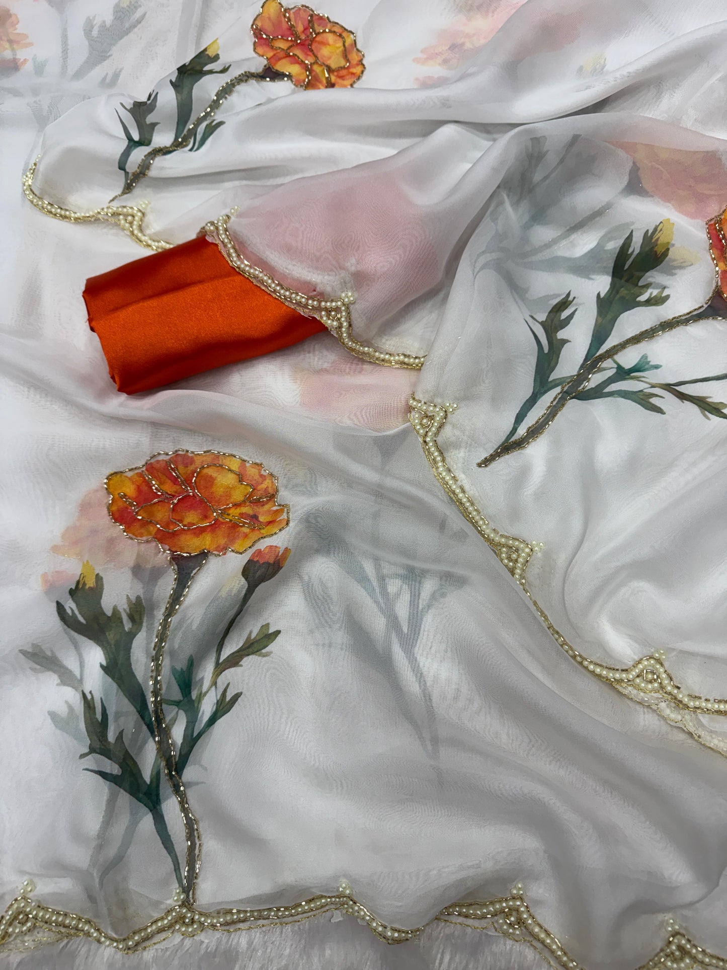 Premium Floral Print Organza Summer Saree