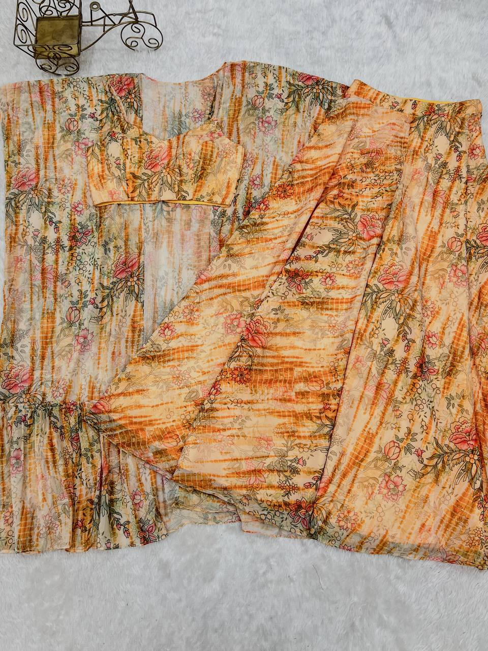 Floral Indo Western Earthy Outfit