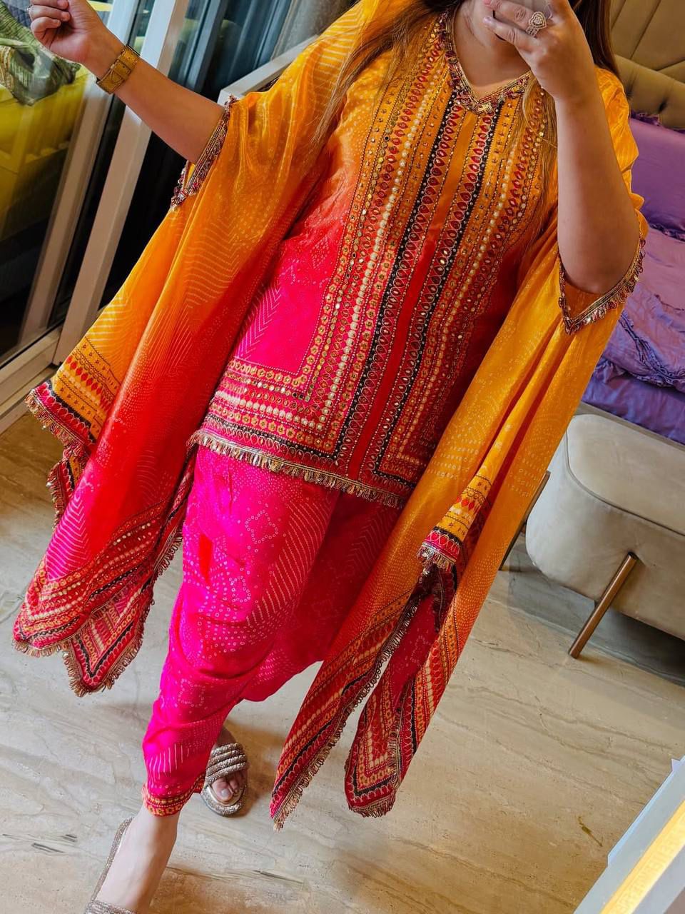 Festive Kaftan Dhoti Unique Outfit