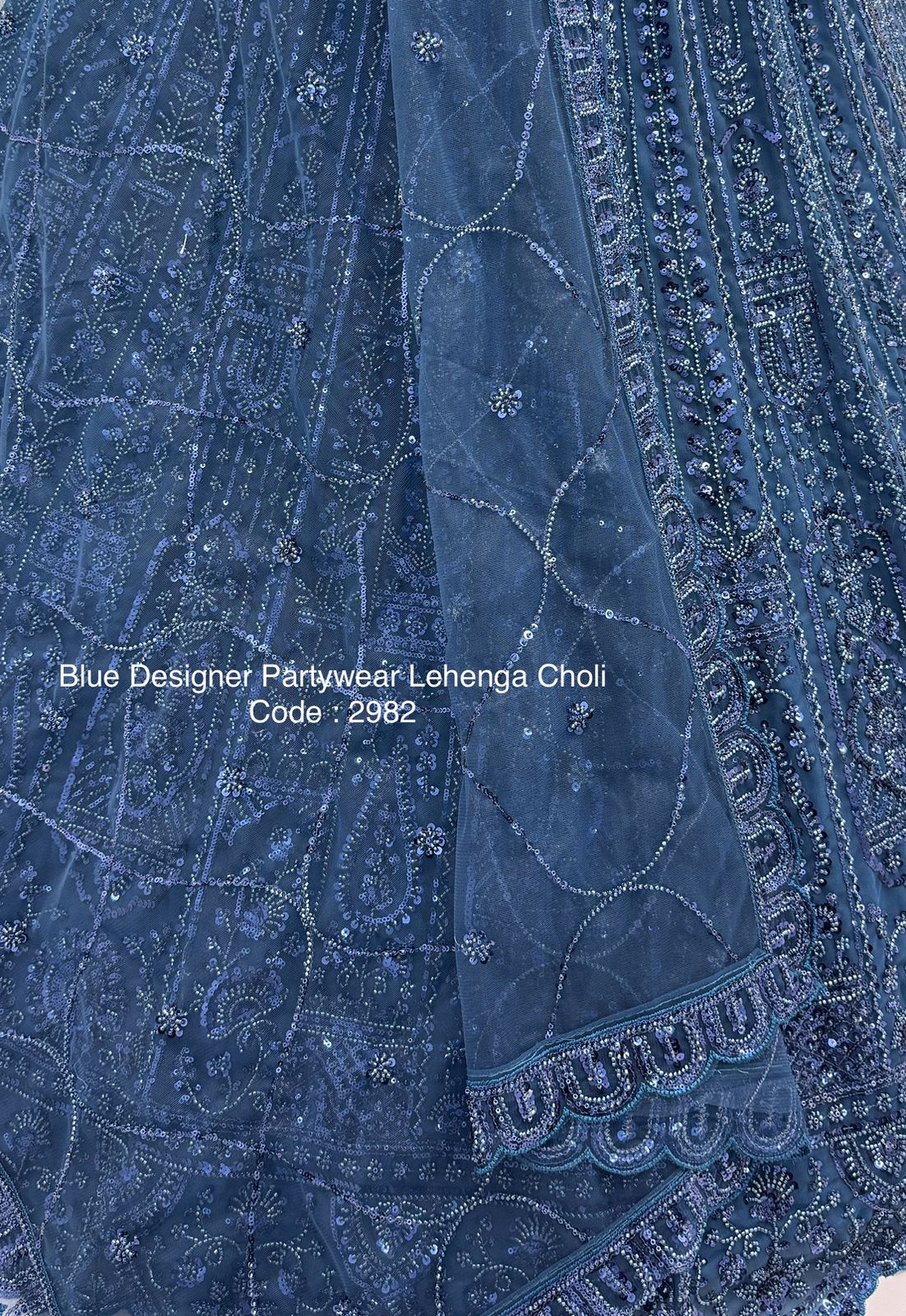 Blue Designer Lehenga Choli in Handwork - Ultra Premium