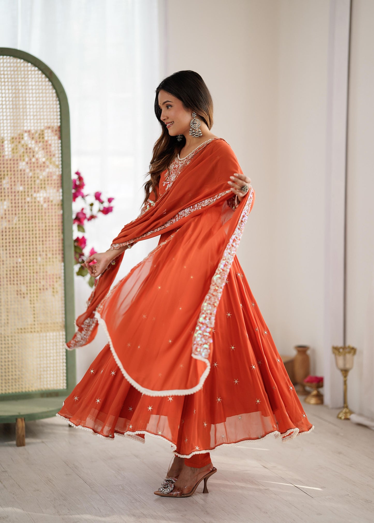 Elegant Embroidered Rambo Sequence Designer Anarkali