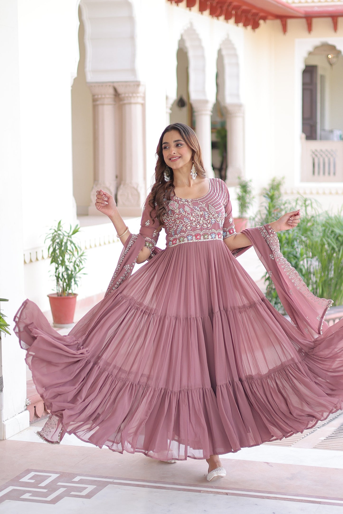Premium Multi Thread Bead Work Gowns