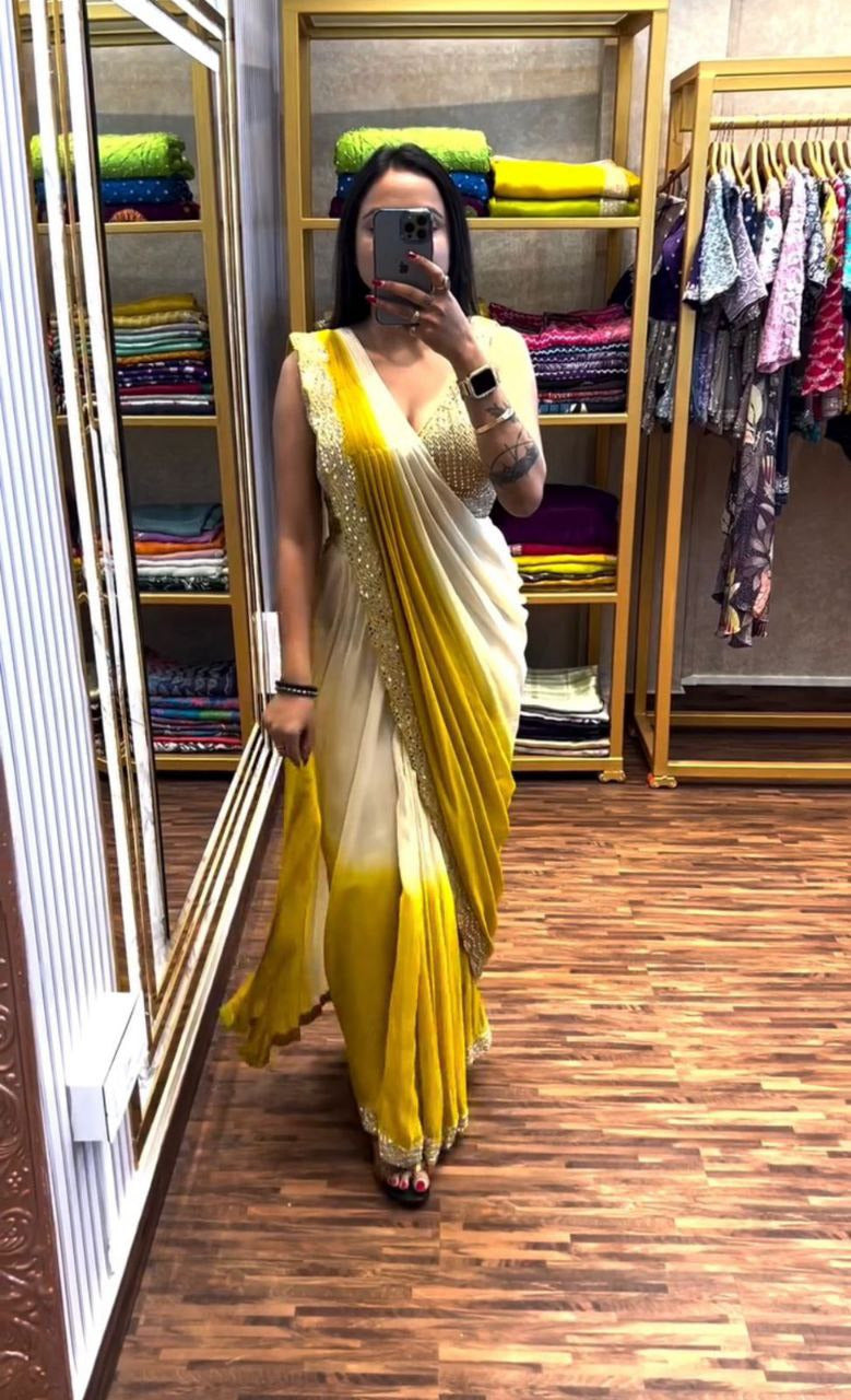 Ready To Wear Real Mirror Work Saree