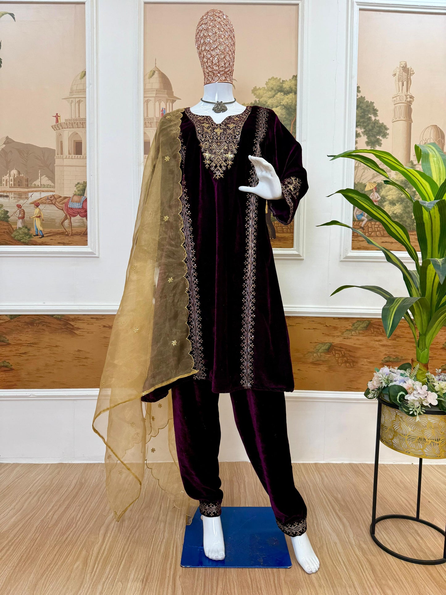 Warm Evenings Pure Velvet Designed Ready To Wear Suit Outfit