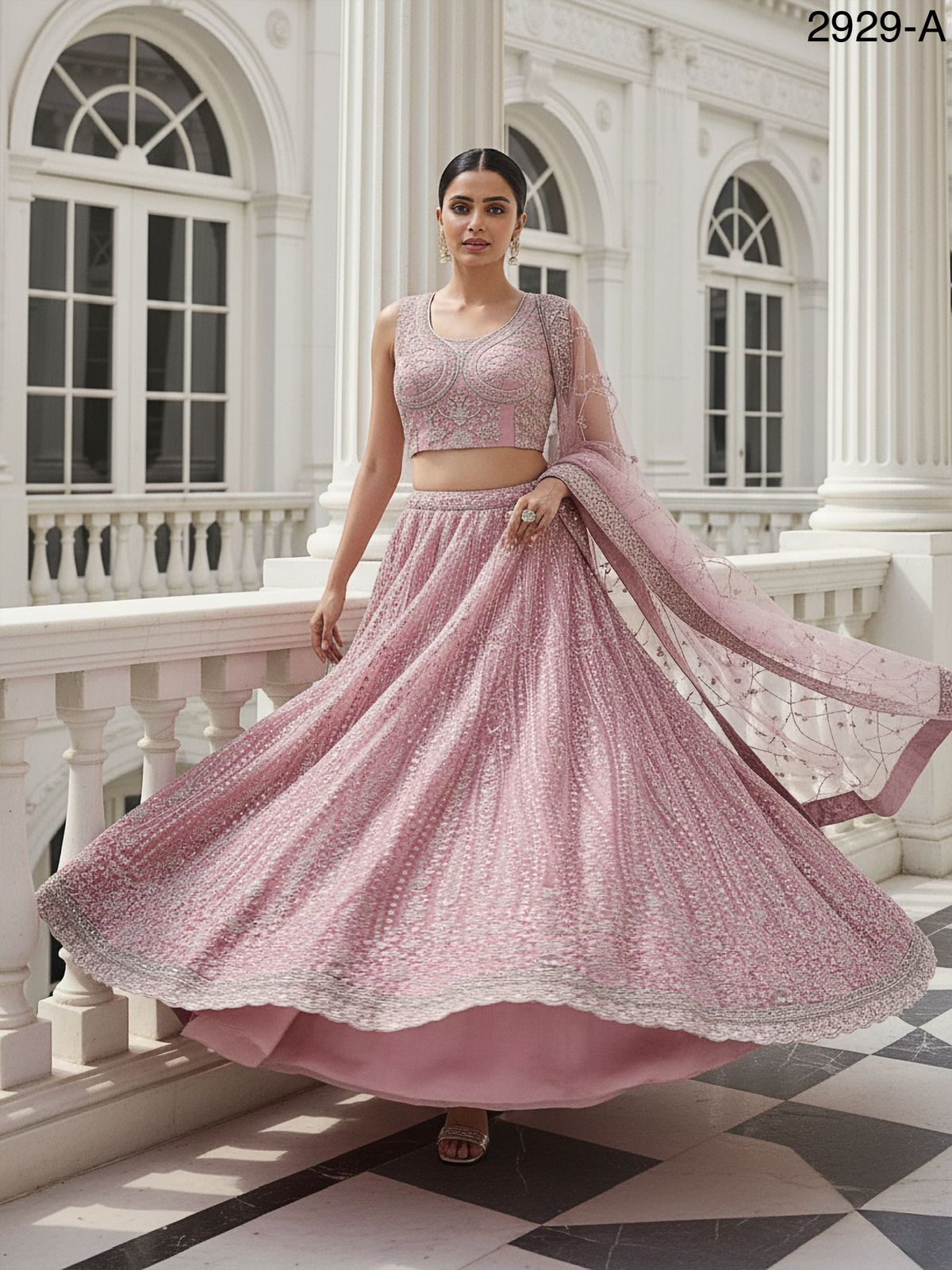 Hand Worked Pink Designer Lehanga
