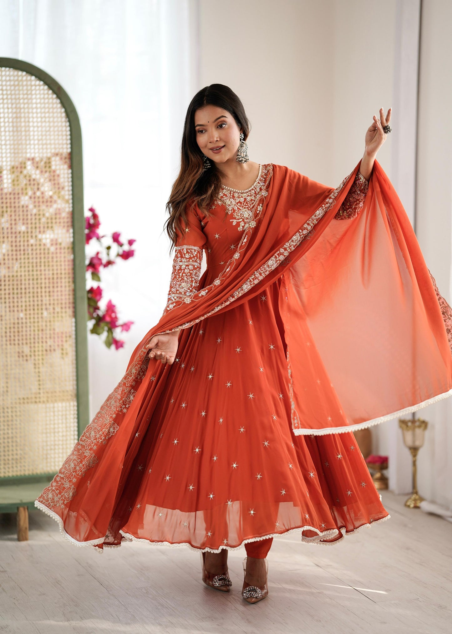 Elegant Embroidered Rambo Sequence Designer Anarkali