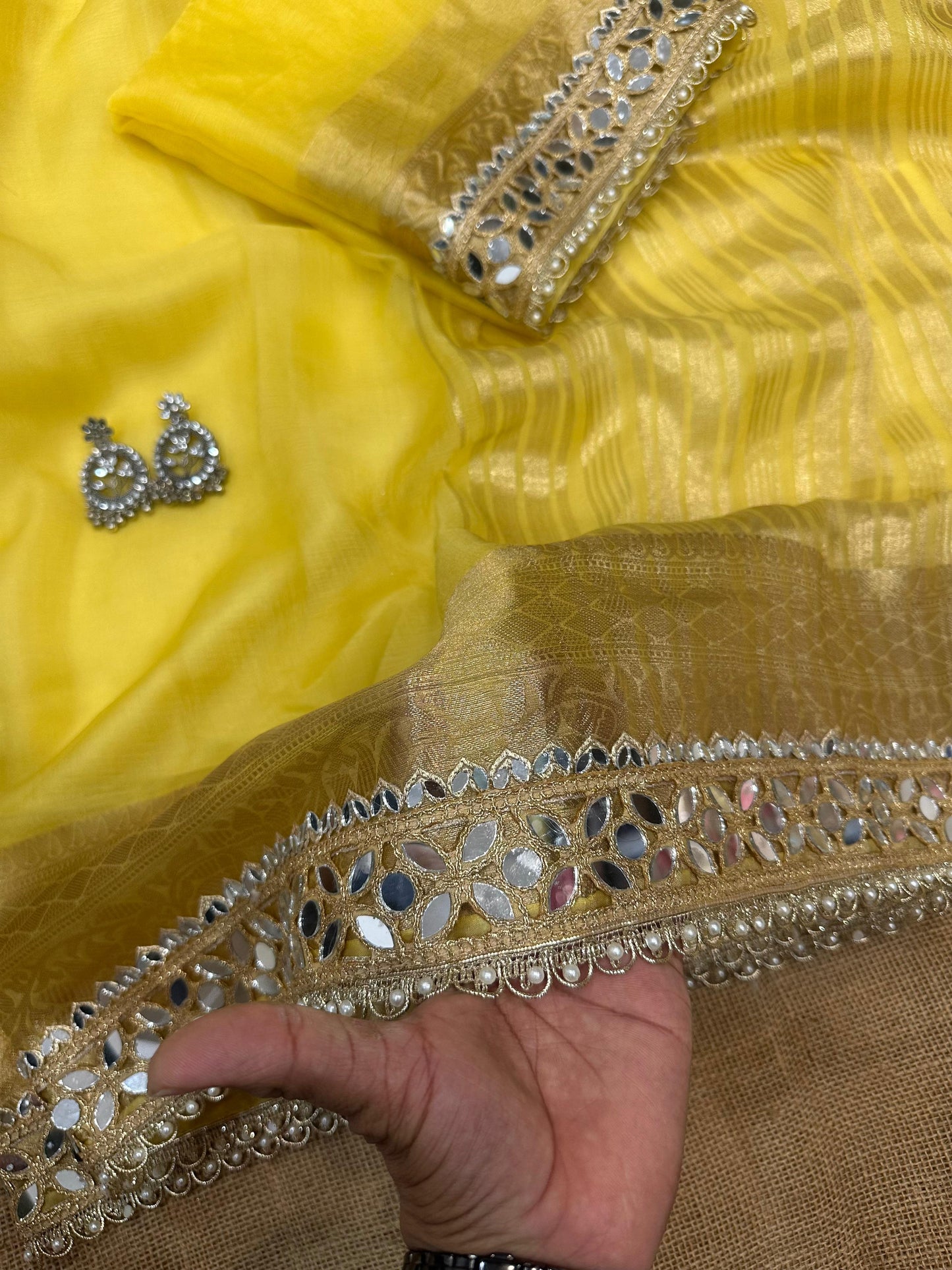 Organza Premium Mirror Work Saree