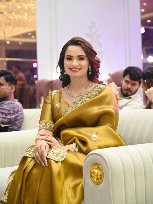 SUN GOLD FANDY SATIN SAREE