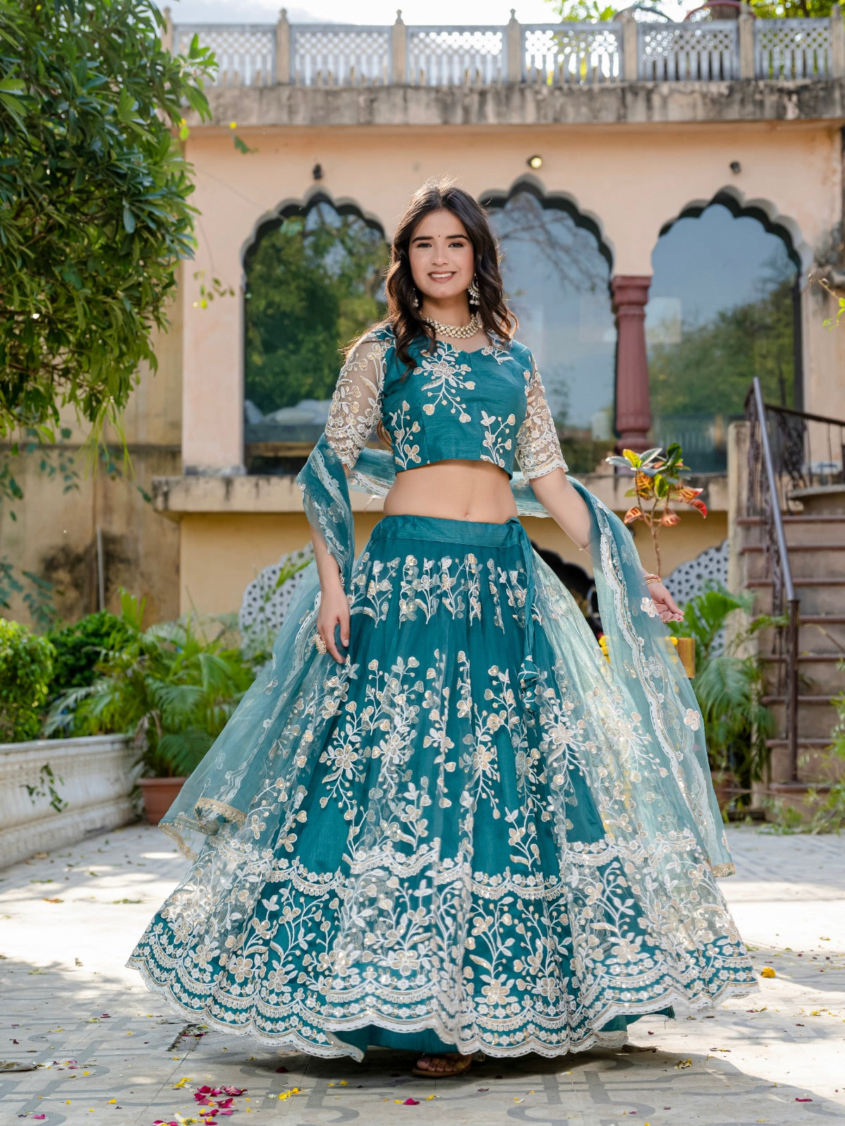 Rama Glam Net Lehanga