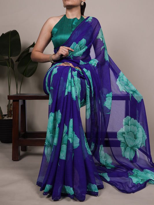 A perfect harmony of airy chiffon and blooming florals