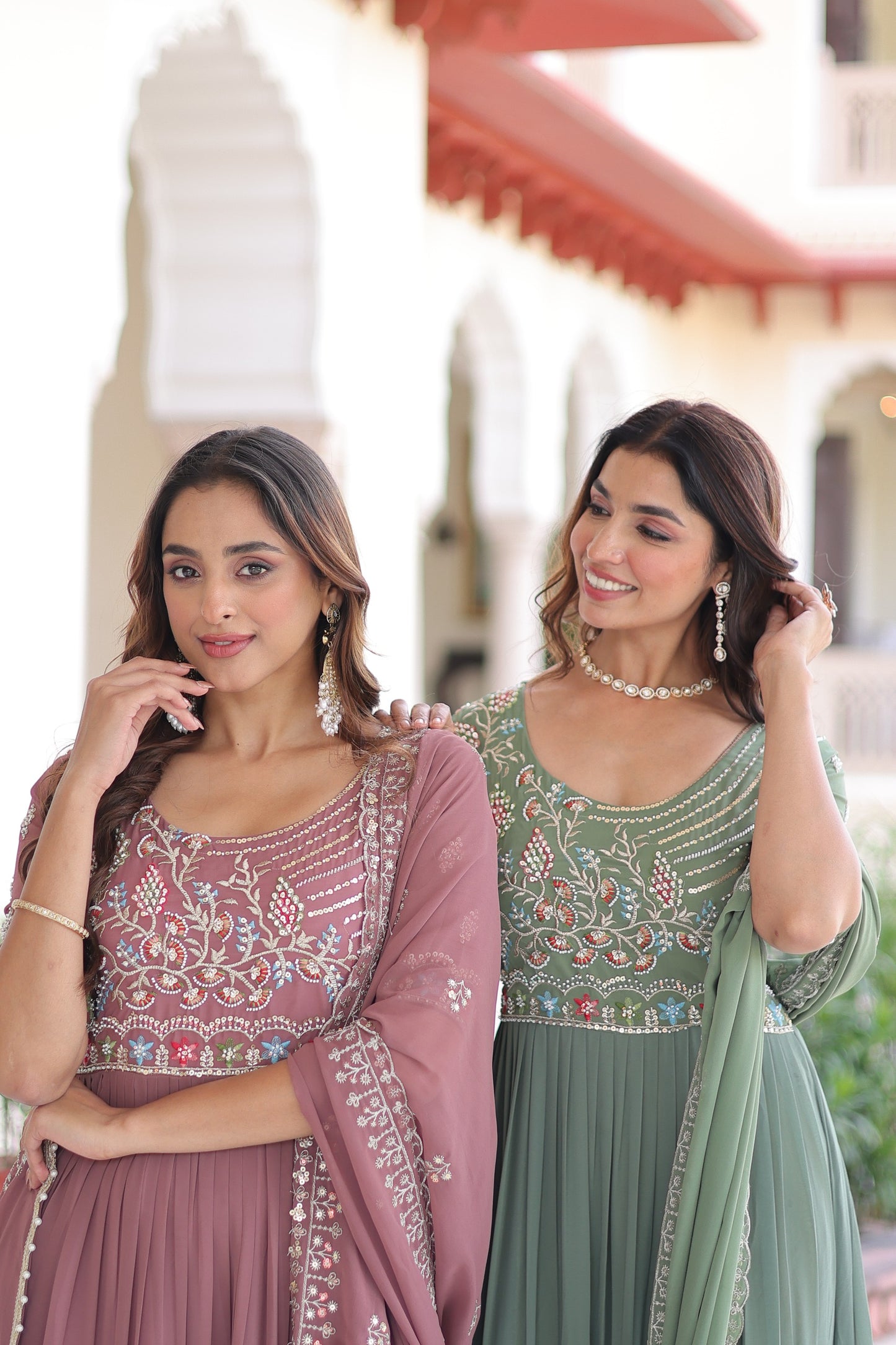 Premium Multi Thread Bead Work Gowns