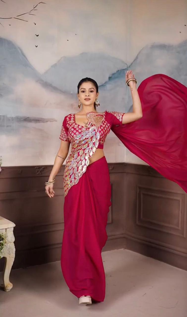 Stars & Bling Sequence work ready to wear saree