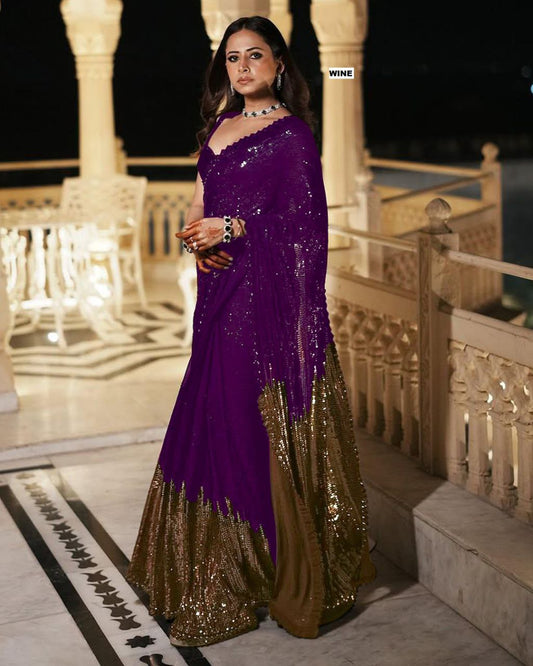 Duo Color BlockBuster Sequins Saree