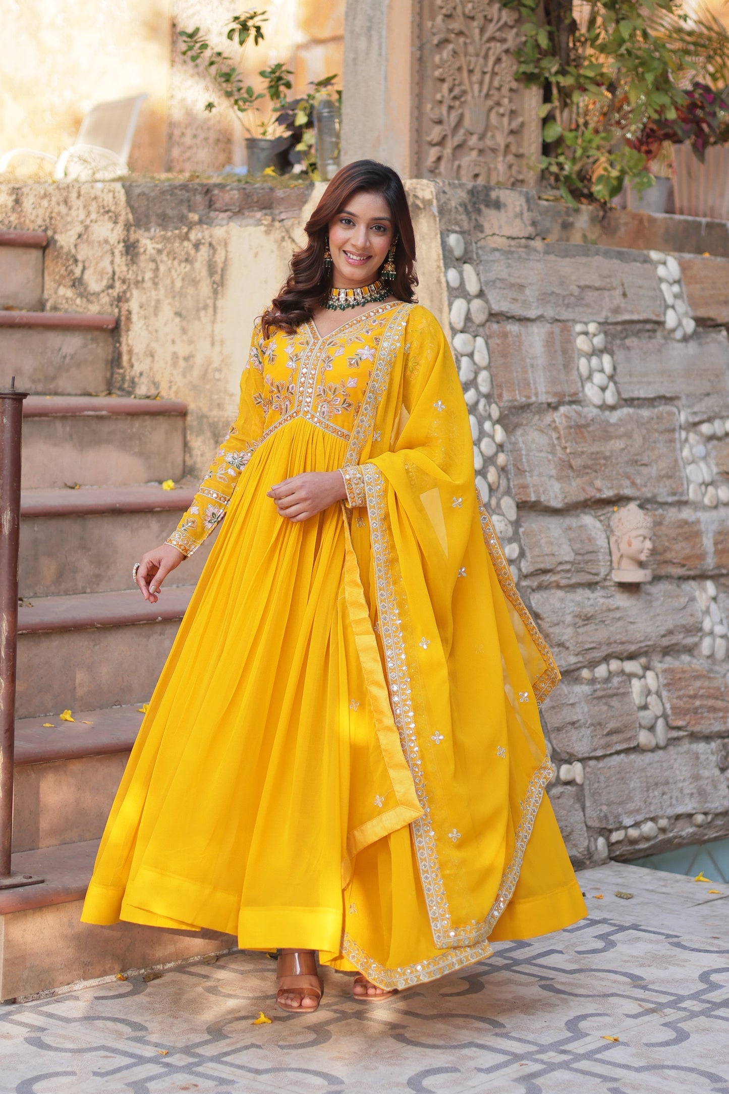 Haldi Day Yellow Designer Gown