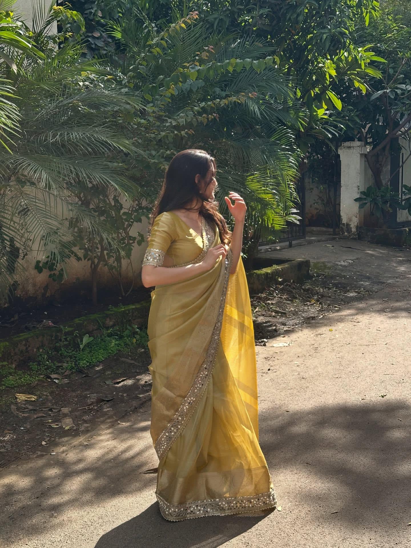 Organza Premium Mirror Work Saree