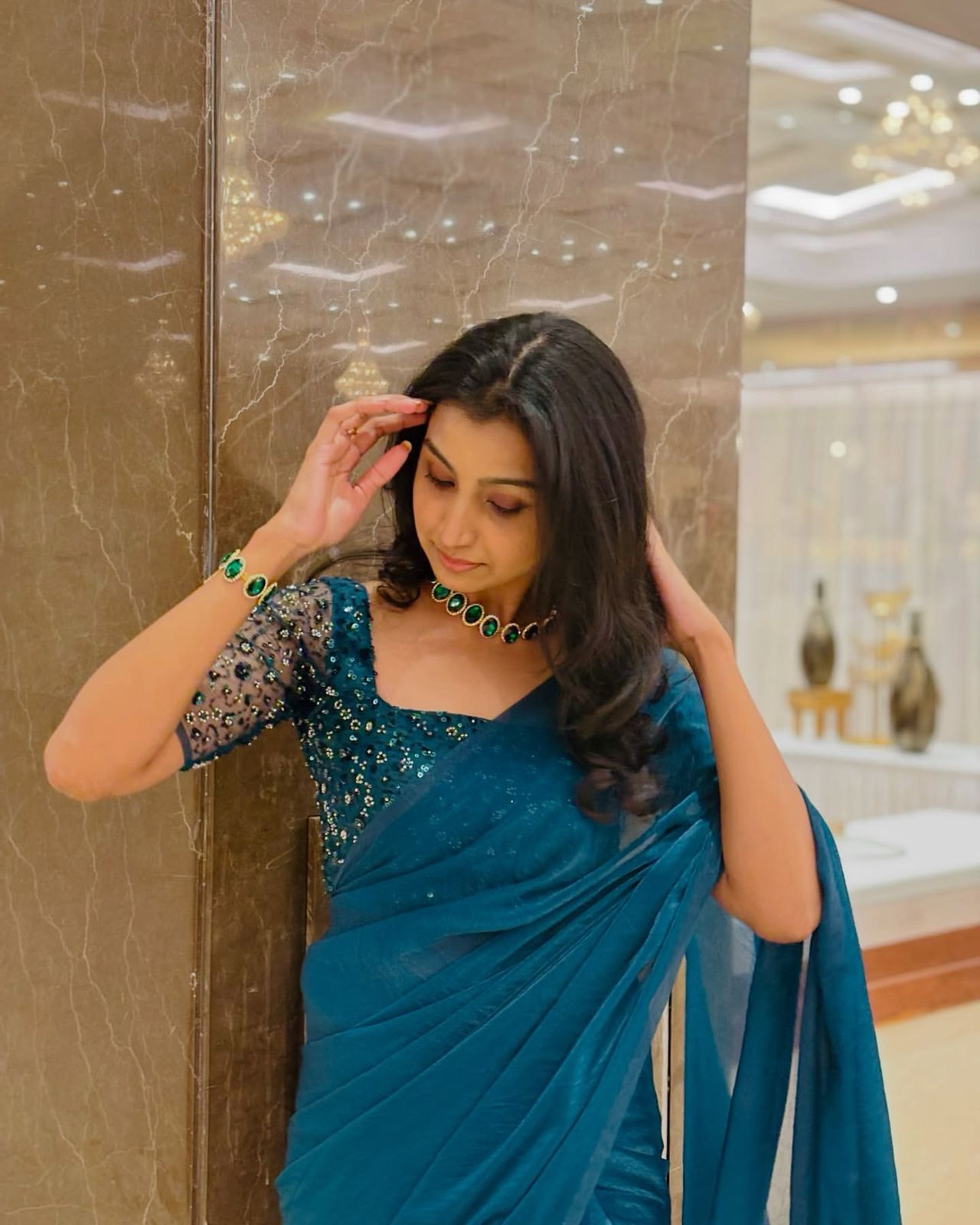 Teal Space Silk Premium Saree