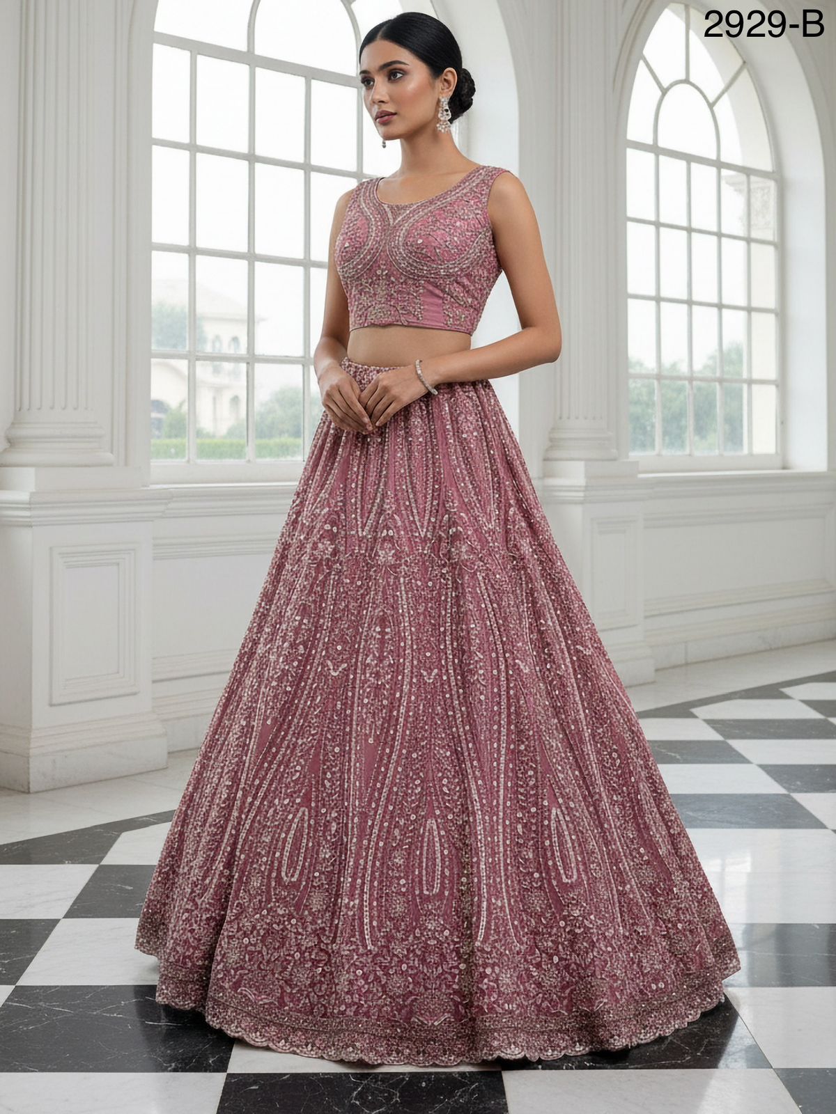 Hand Worked Pink Designer Lehanga
