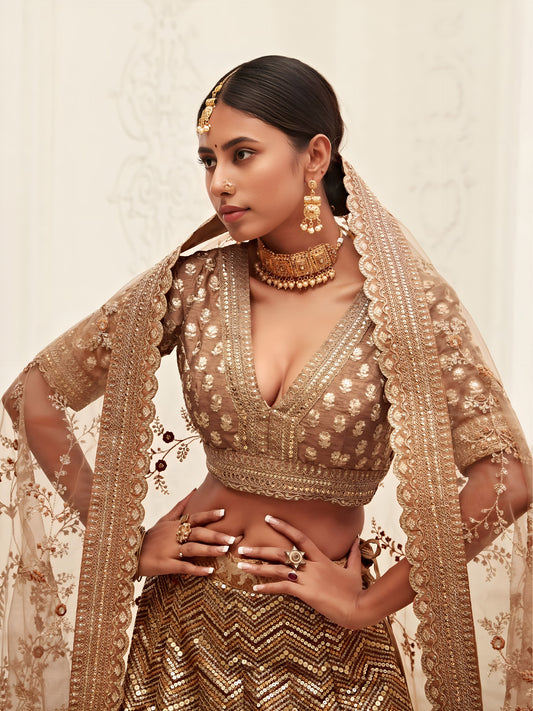 Antique Gold Premium Lehenga