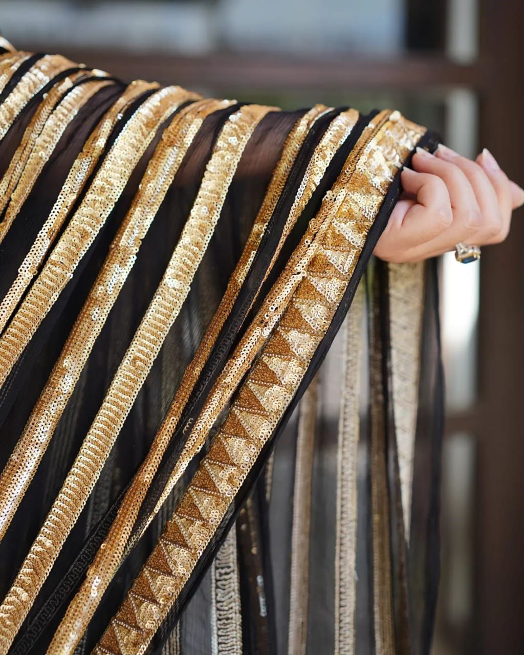 Bling Golden Black Party Saree