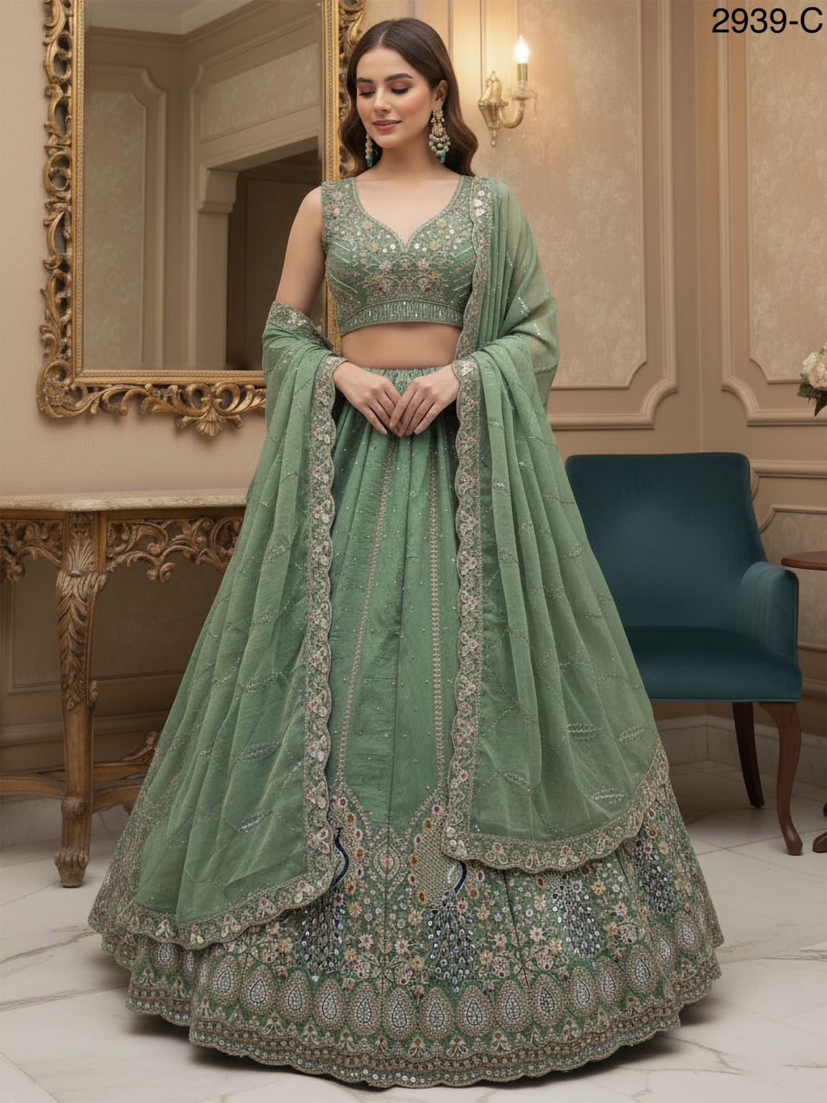 Peacock Embroidered Sober work Wedding Lehenga choli