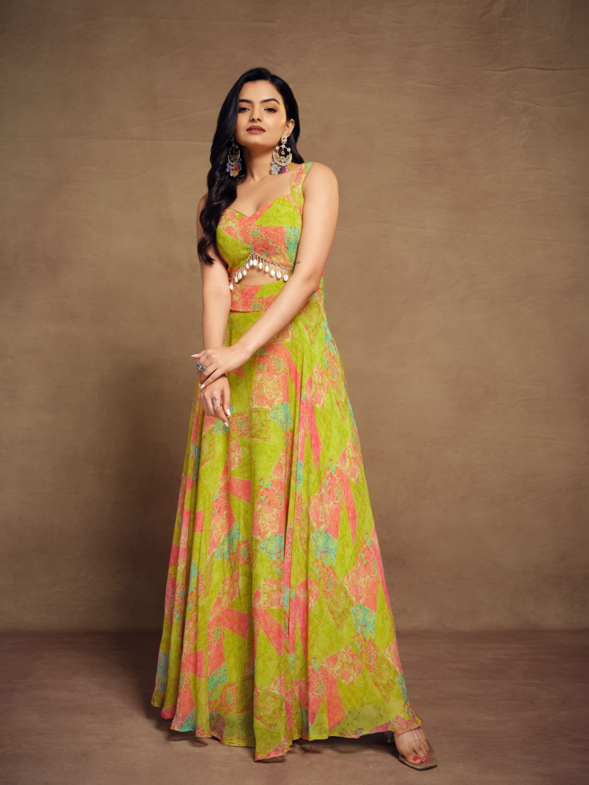 Floral Green Premium Summer Gown