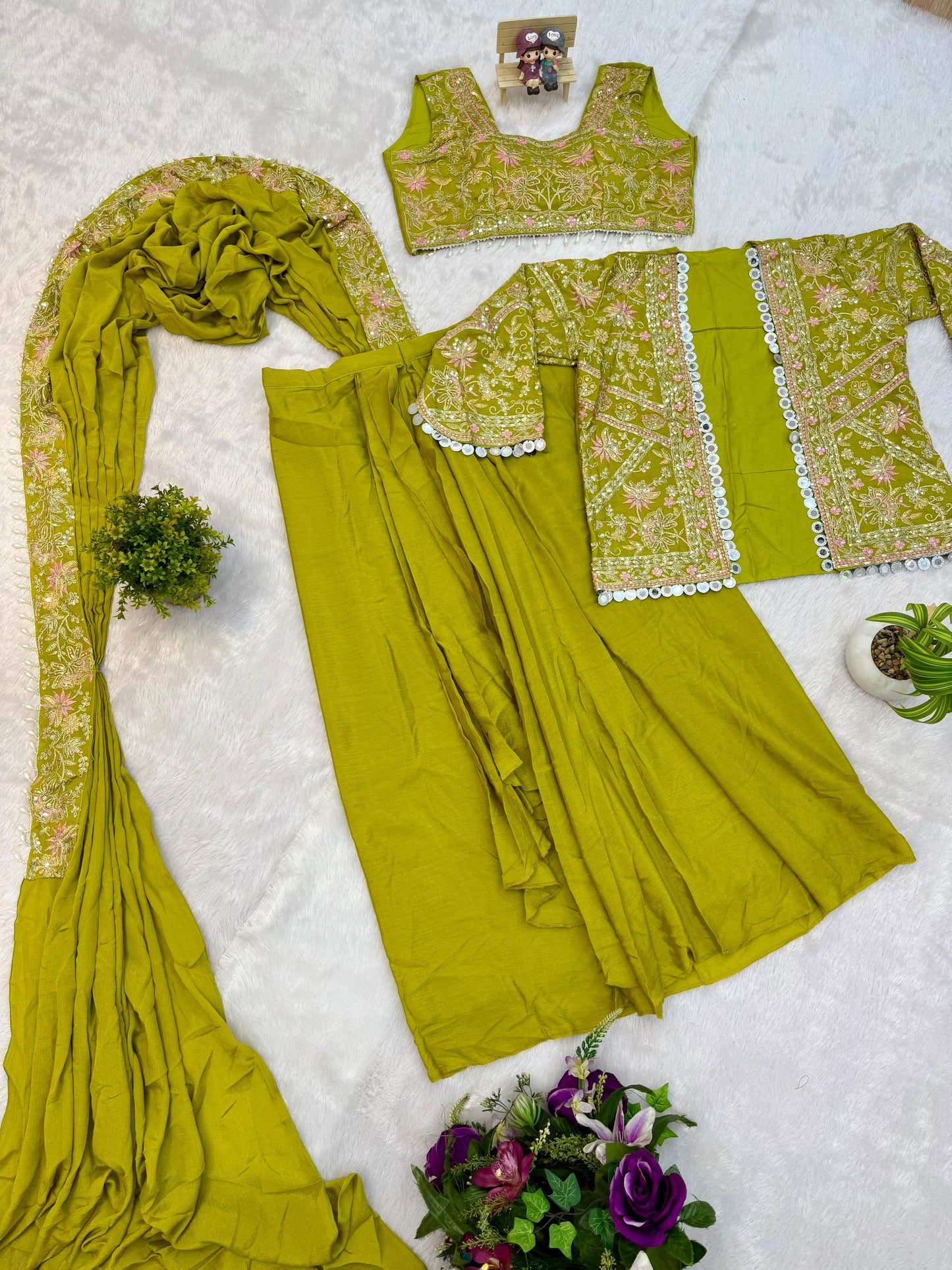 Indo Western Pre Draped Ready To Wear Jacket Koti Style Saree